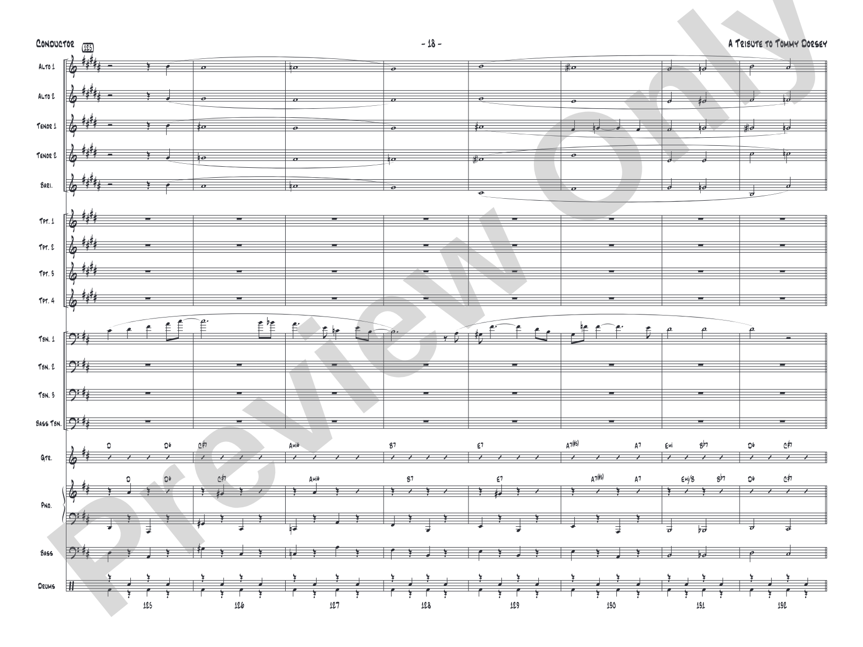 A Tribute to Tommy Dorsey: Jazz Ensemble Conductor Score & Parts