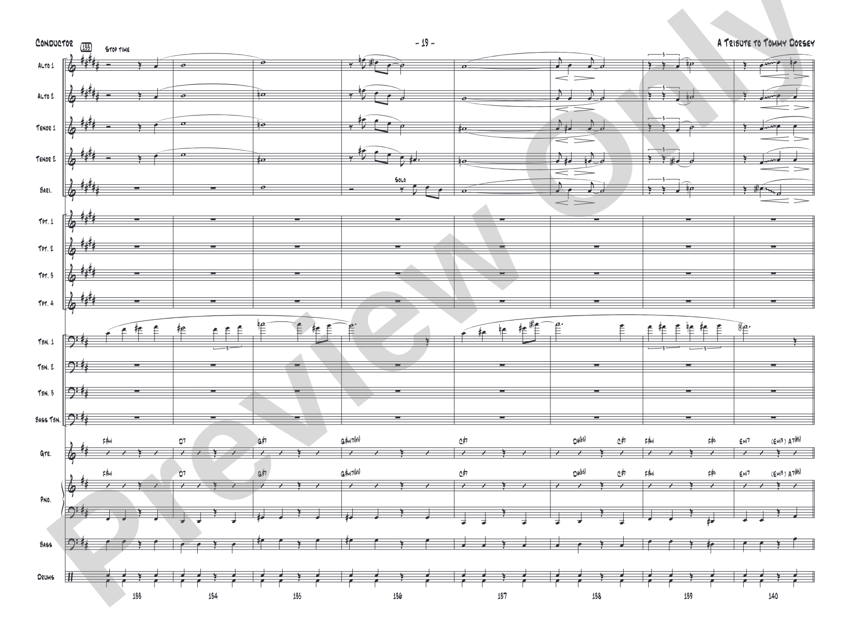 A Tribute to Tommy Dorsey: Jazz Ensemble Conductor Score & Parts