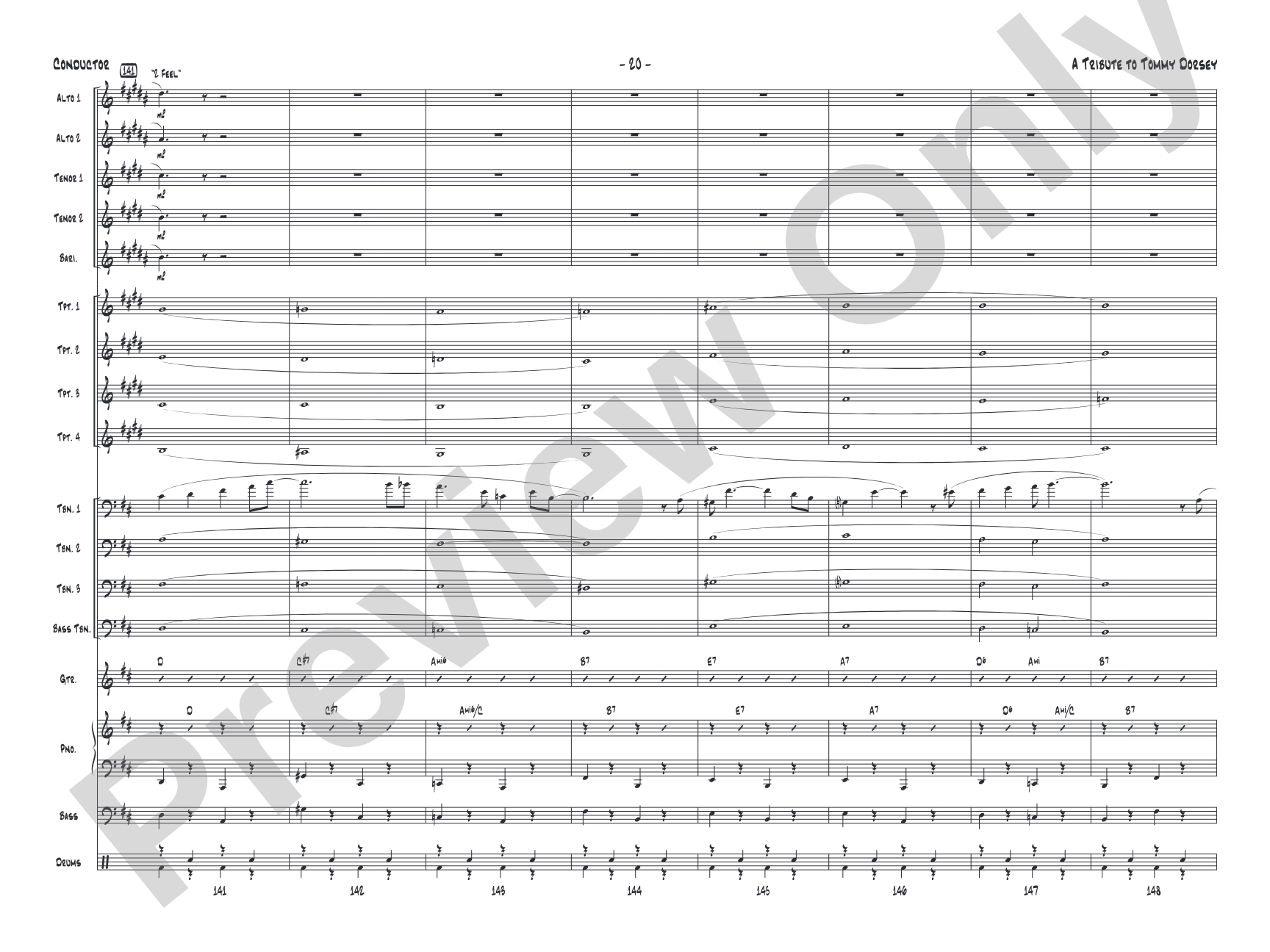 A Tribute to Tommy Dorsey: Jazz Ensemble Conductor Score & Parts