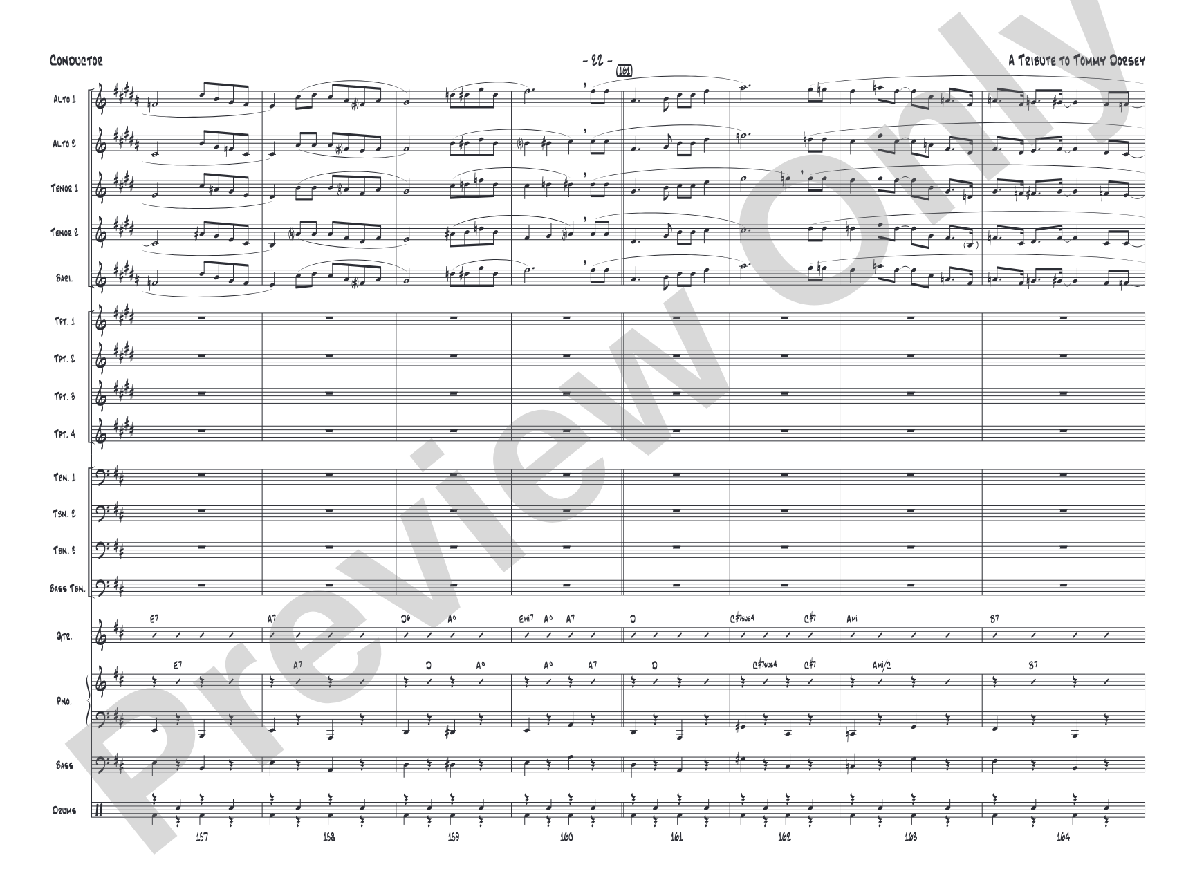 A Tribute to Tommy Dorsey: Jazz Ensemble Conductor Score & Parts
