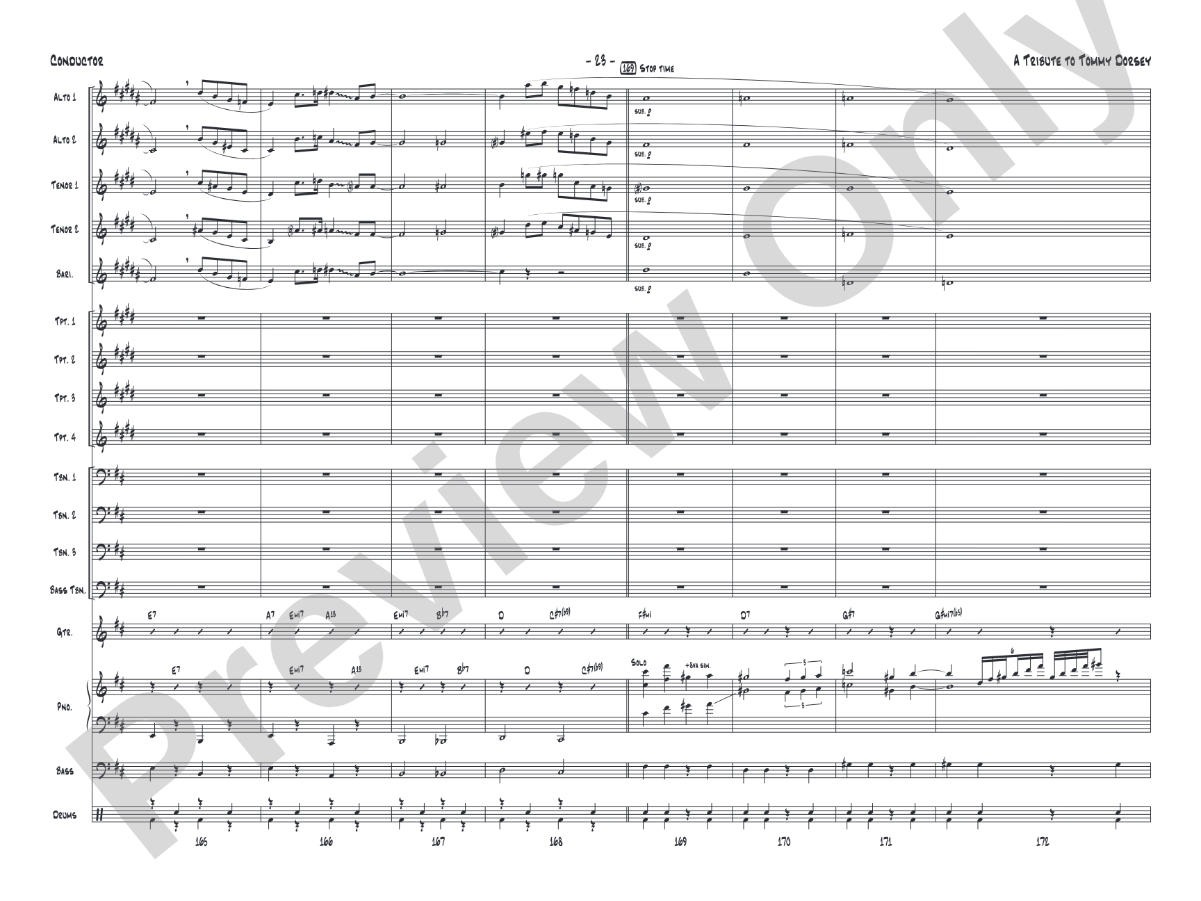 A Tribute to Tommy Dorsey: Jazz Ensemble Conductor Score & Parts