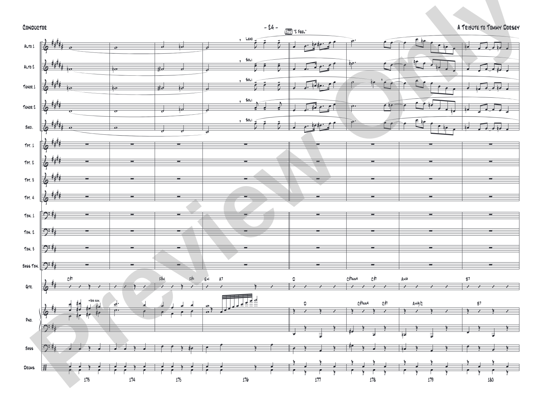 A Tribute to Tommy Dorsey: Jazz Ensemble Conductor Score & Parts