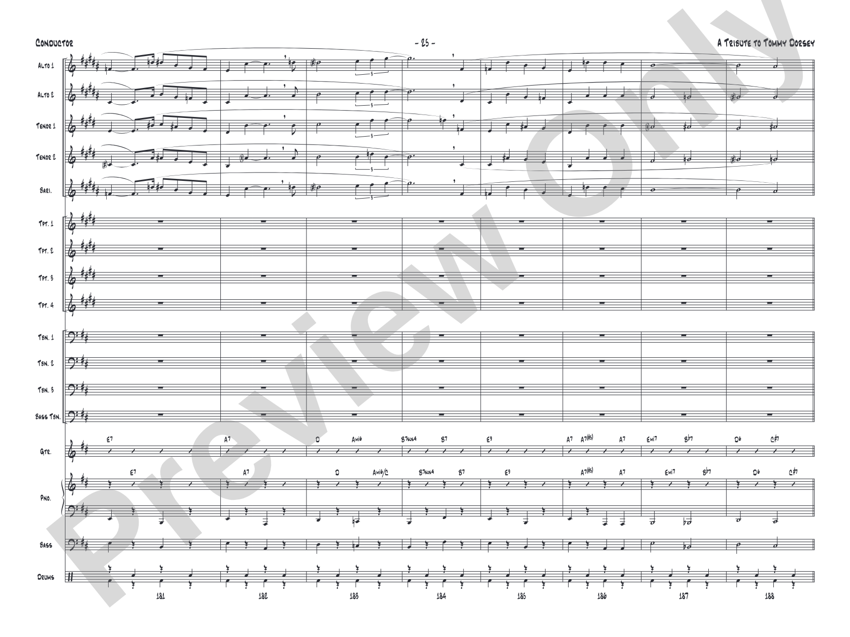 A Tribute to Tommy Dorsey: Jazz Ensemble Conductor Score & Parts