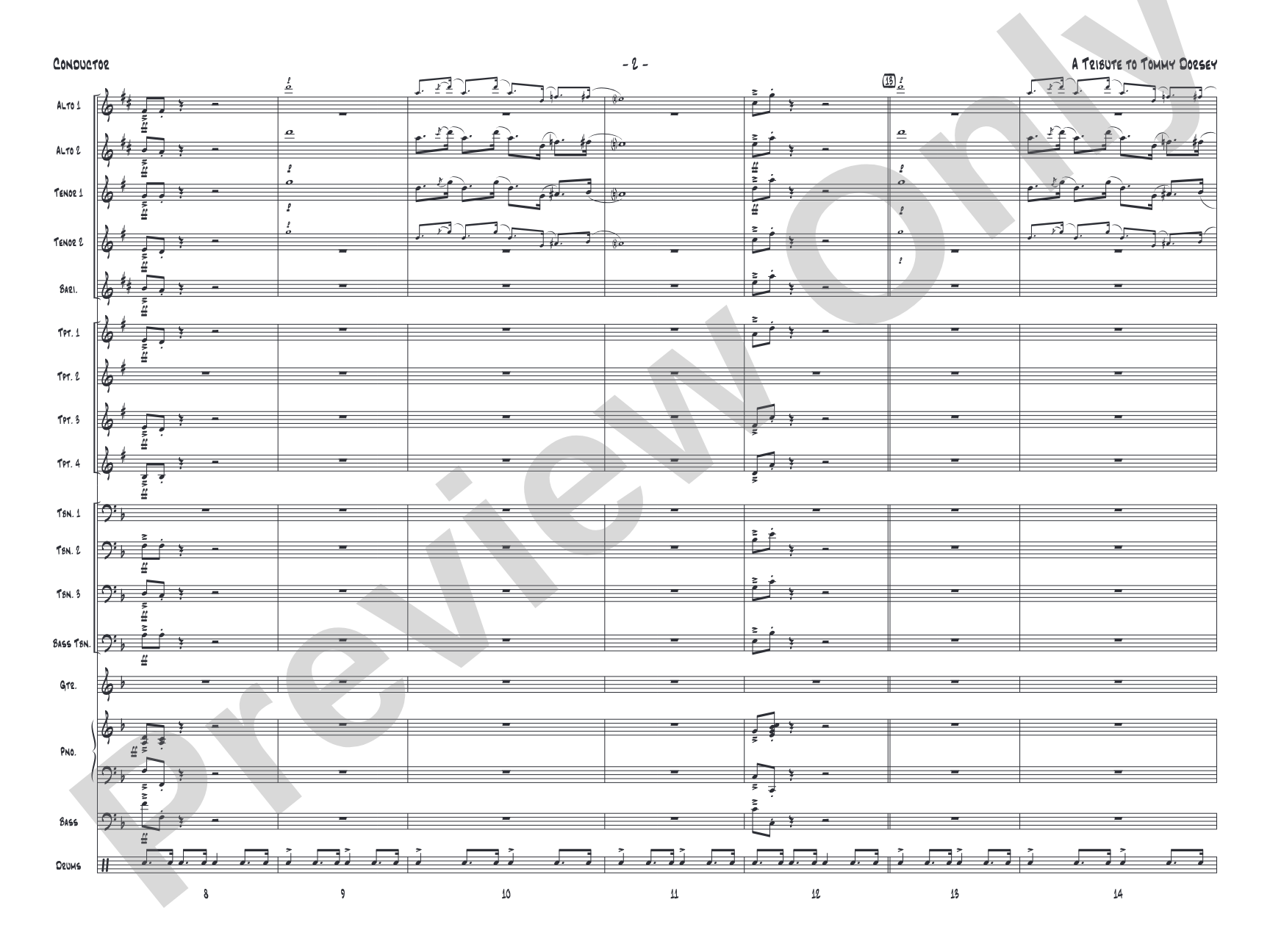 A Tribute to Tommy Dorsey: Jazz Ensemble Conductor Score & Parts