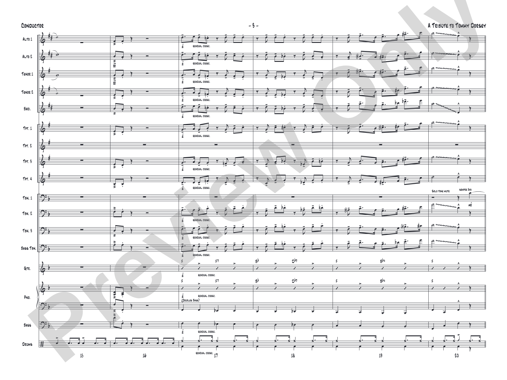 A Tribute to Tommy Dorsey: Jazz Ensemble Conductor Score & Parts