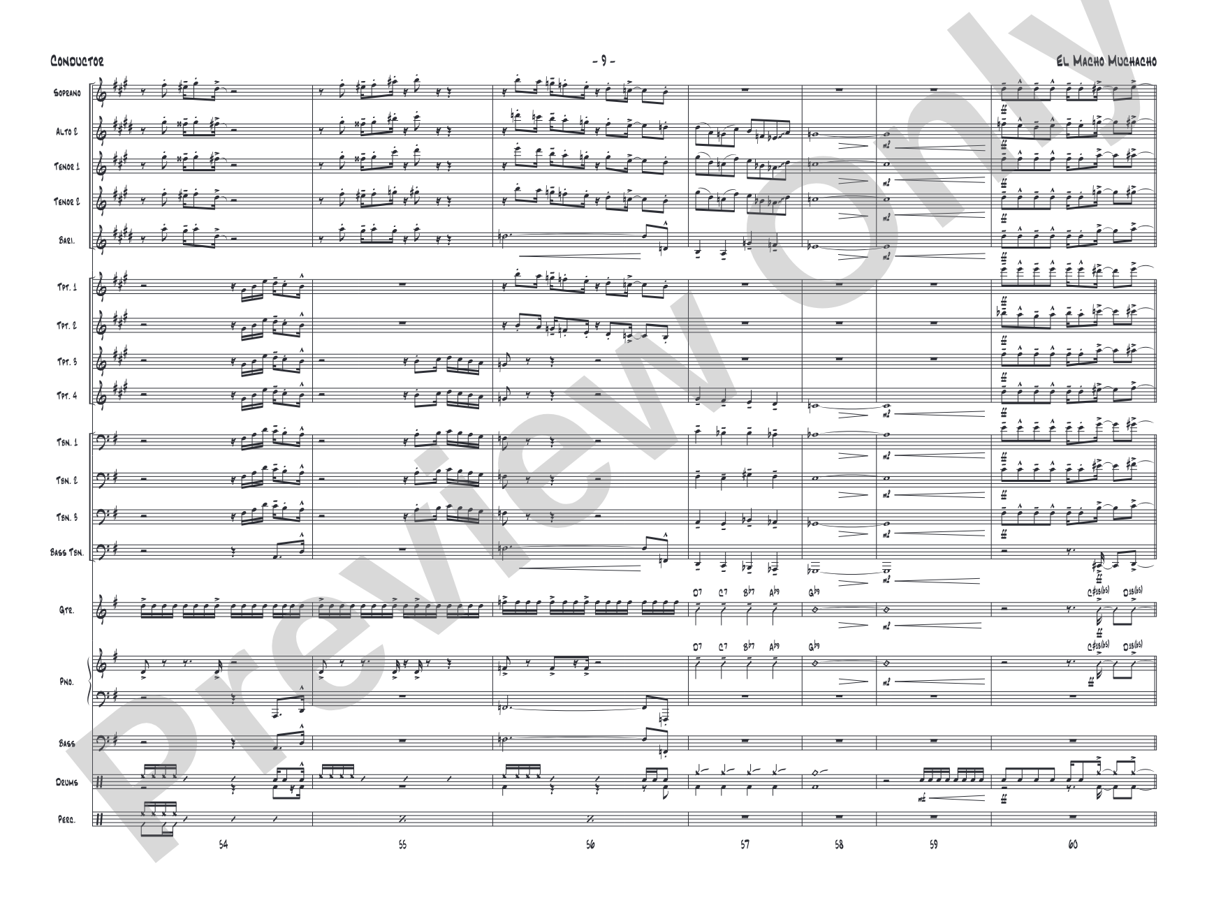 El Macho Muchacho: Jazz Ensemble Conductor Score & Parts