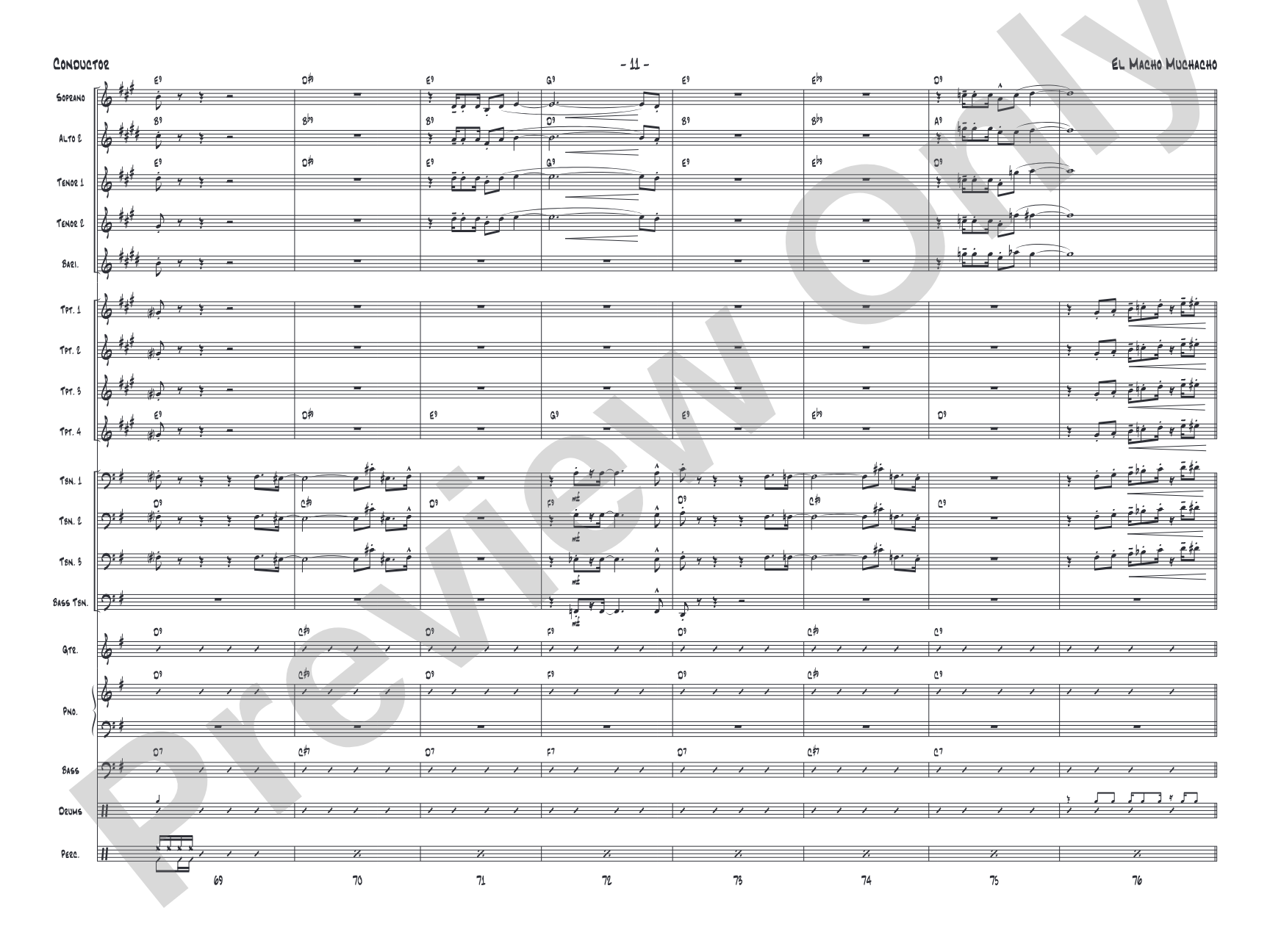 El Macho Muchacho: Jazz Ensemble Conductor Score & Parts