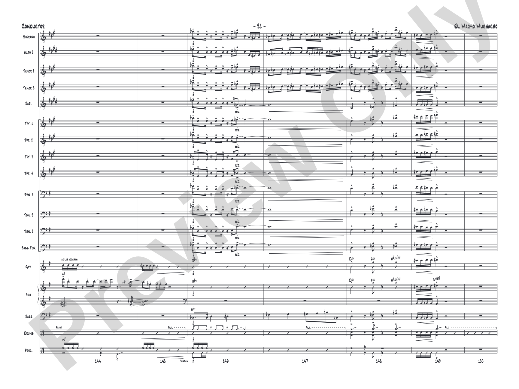 El Macho Muchacho: Jazz Ensemble Conductor Score & Parts
