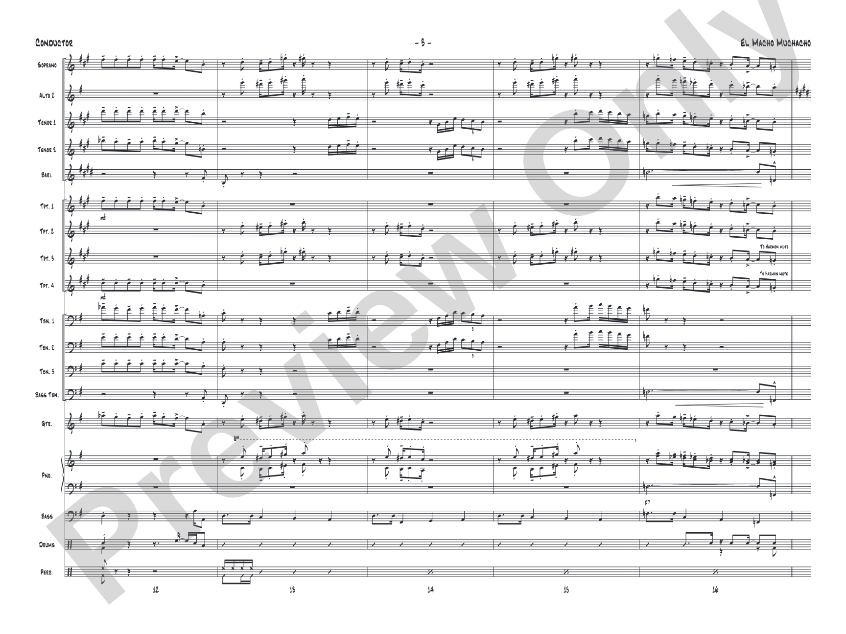 El Macho Muchacho: Jazz Ensemble Conductor Score & Parts