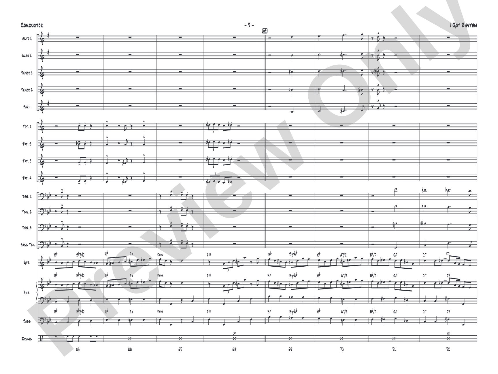 I Got Rhythm: Jazz Ensemble Conductor Score & Parts
