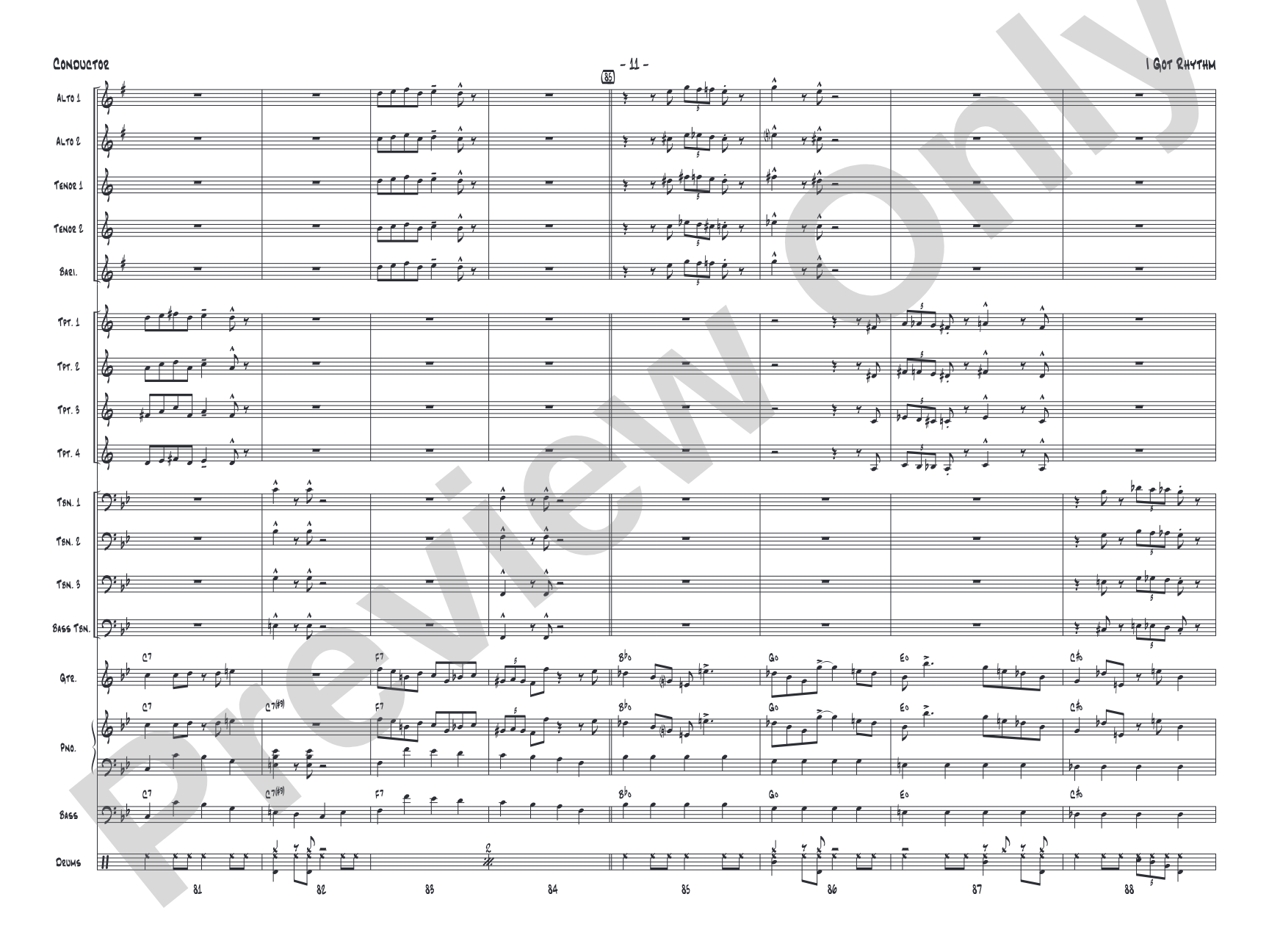 I Got Rhythm: Jazz Ensemble Conductor Score & Parts