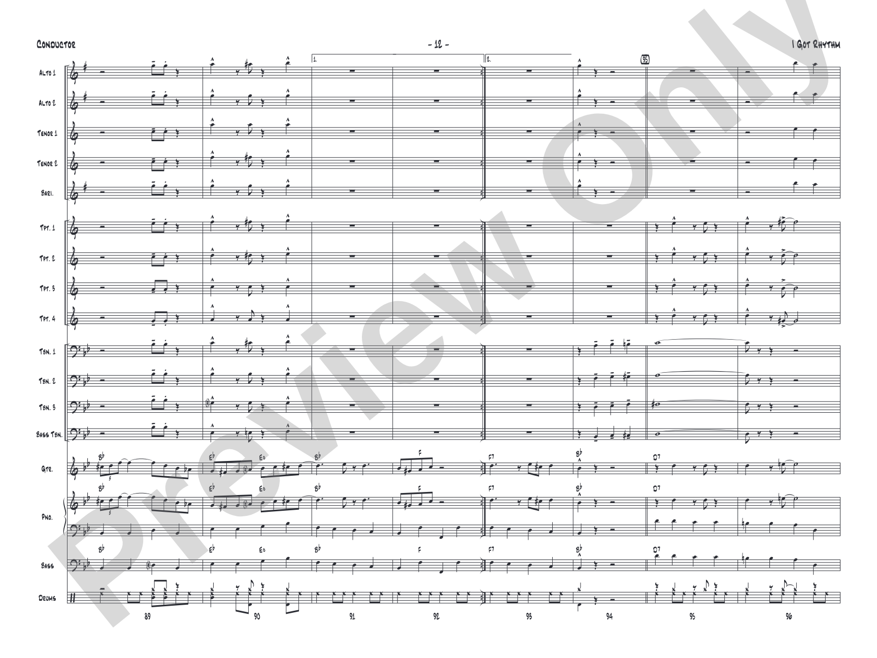 I Got Rhythm: Jazz Ensemble Conductor Score & Parts