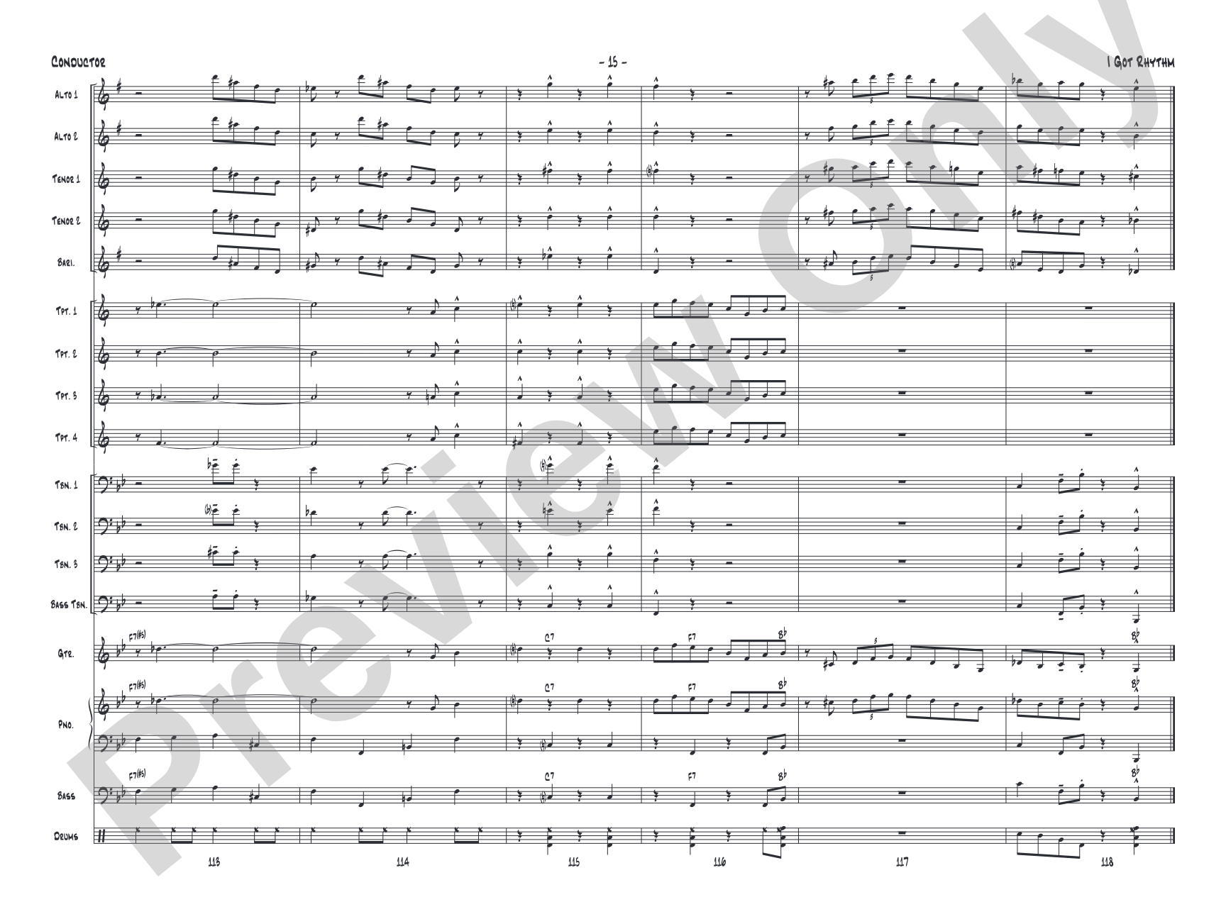 I Got Rhythm: Jazz Ensemble Conductor Score & Parts