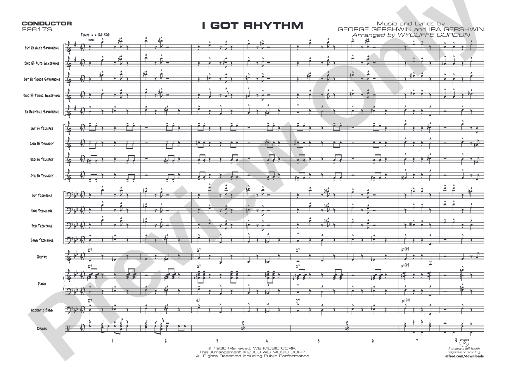 I Got Rhythm: Jazz Ensemble Conductor Score & Parts