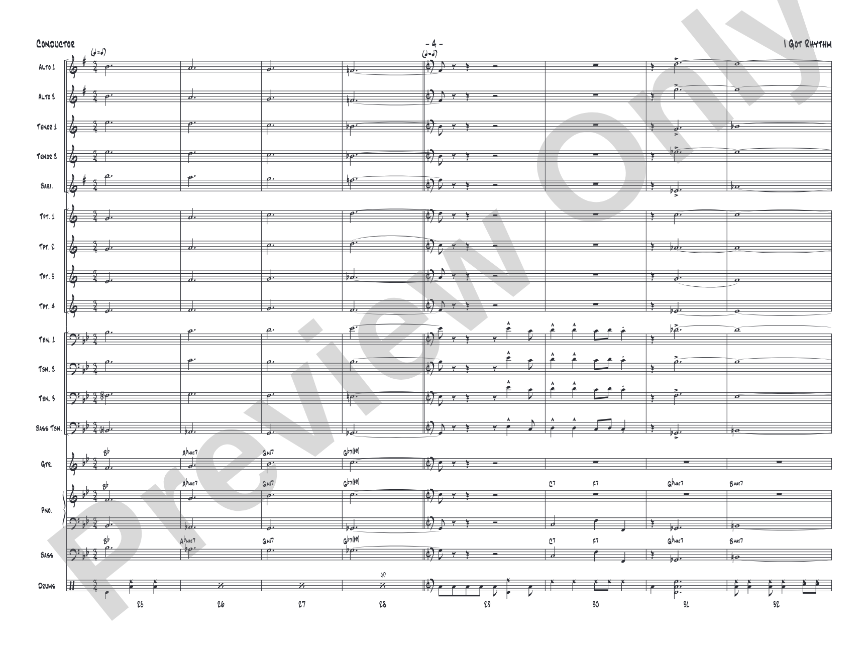 I Got Rhythm: Jazz Ensemble Conductor Score & Parts