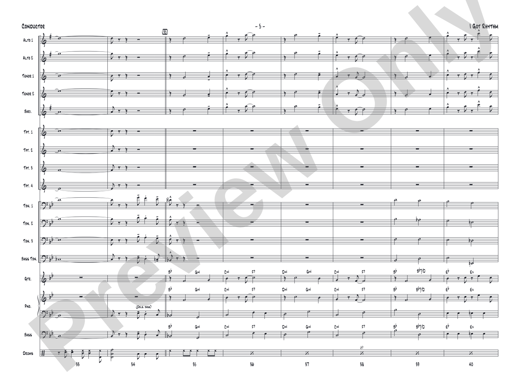 I Got Rhythm: Jazz Ensemble Conductor Score & Parts