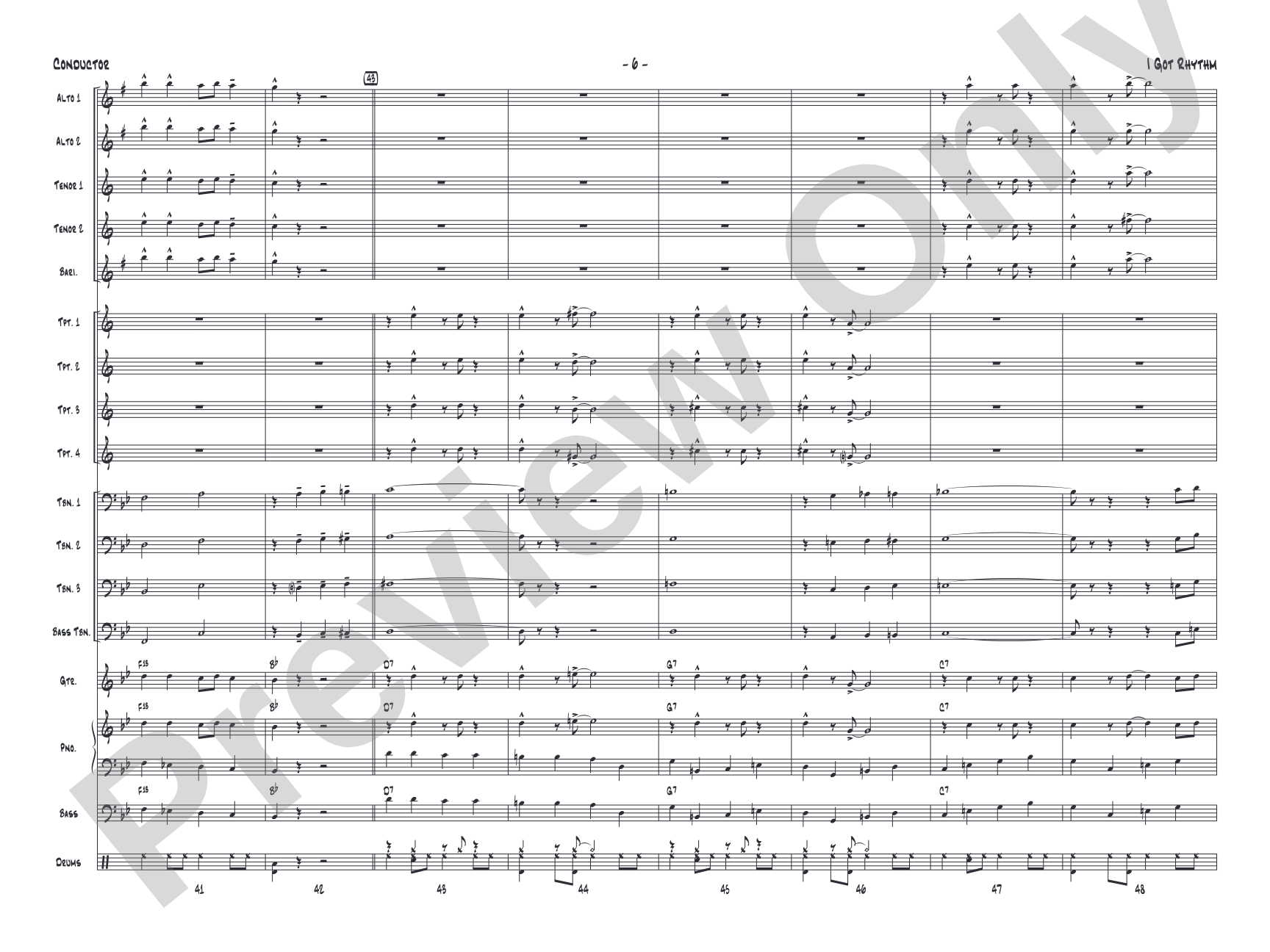 I Got Rhythm: Jazz Ensemble Conductor Score & Parts