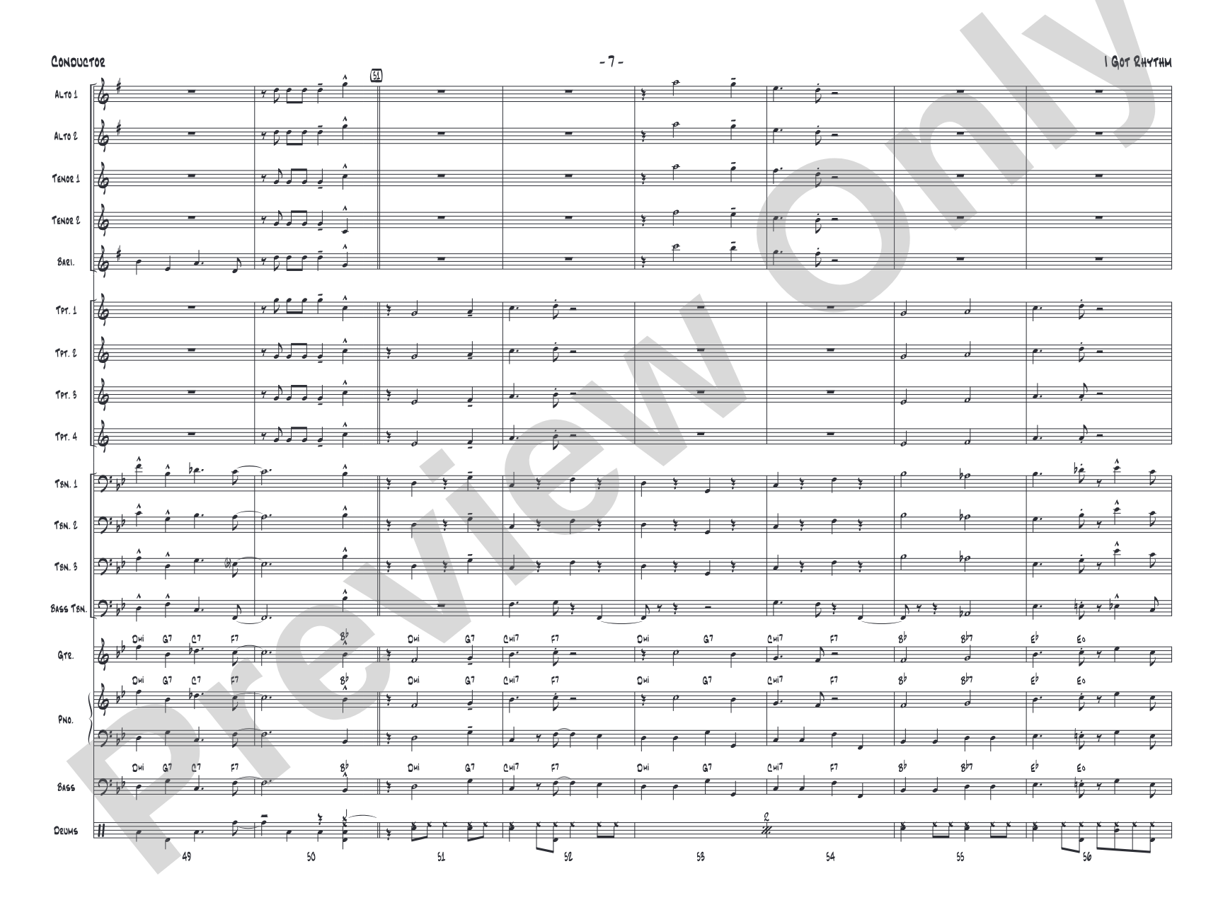 I Got Rhythm: Jazz Ensemble Conductor Score & Parts