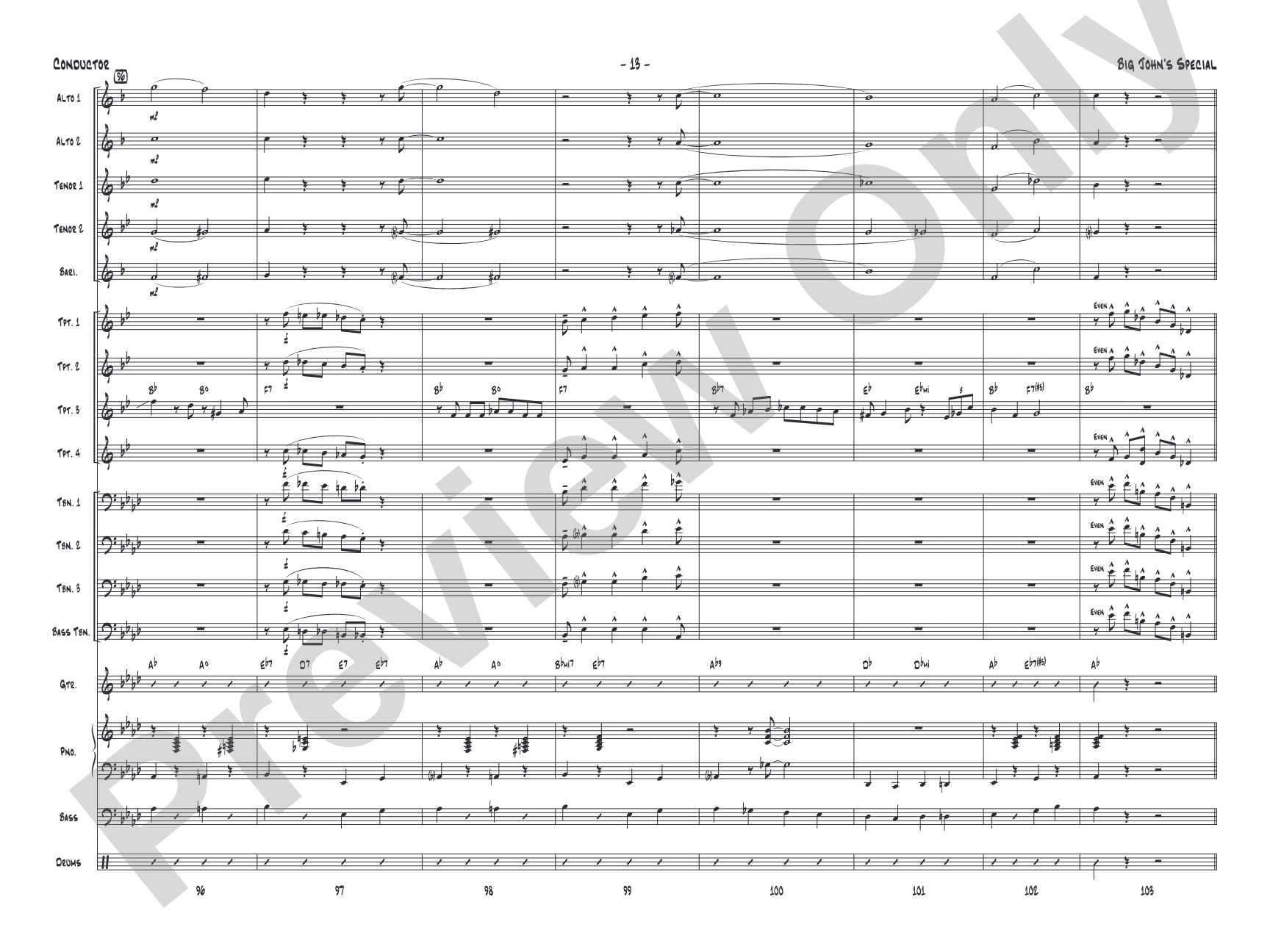 Big John's Special: Jazz Ensemble Conductor Score & Parts