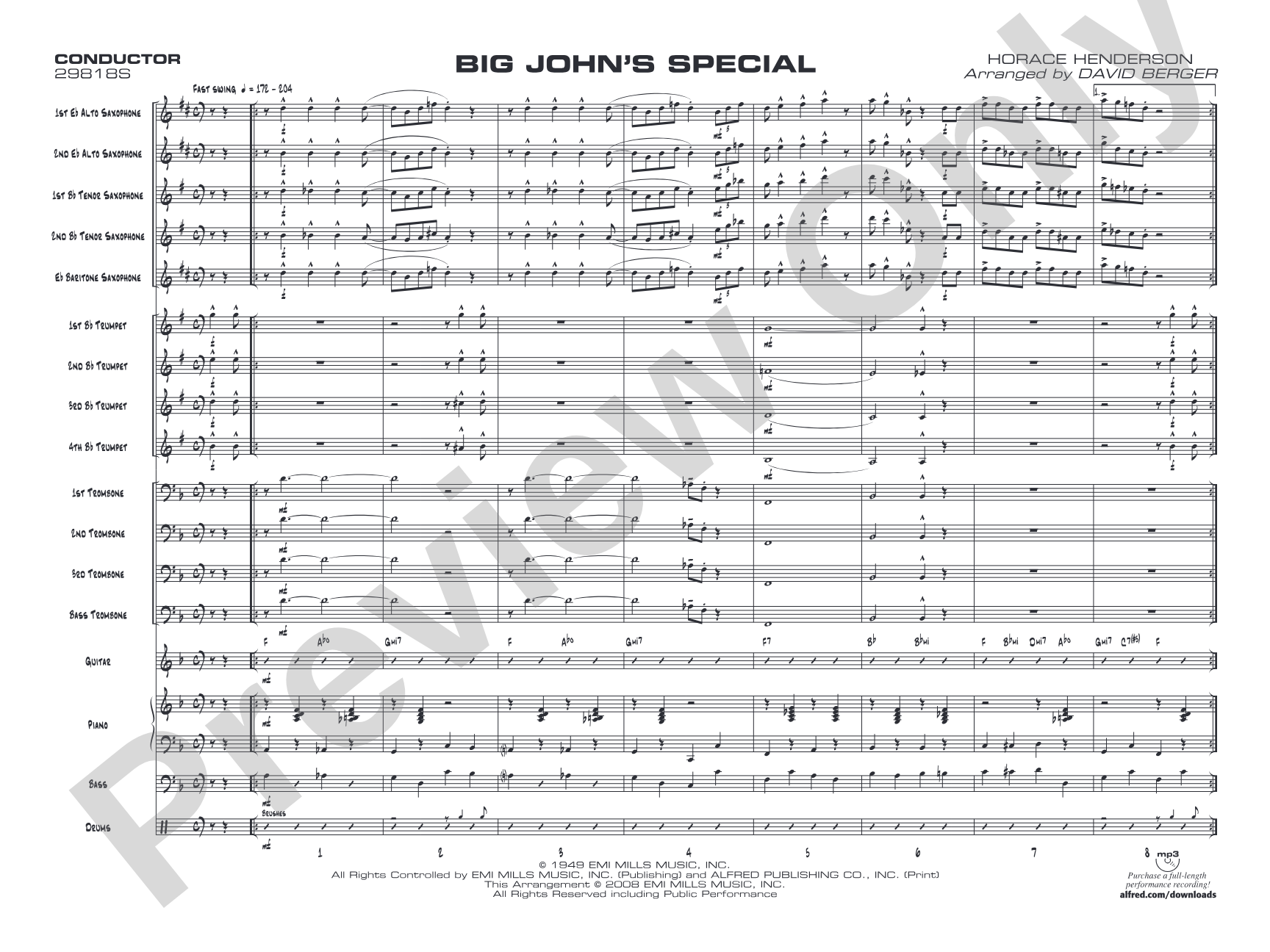 Big John's Special: Jazz Ensemble Conductor Score & Parts