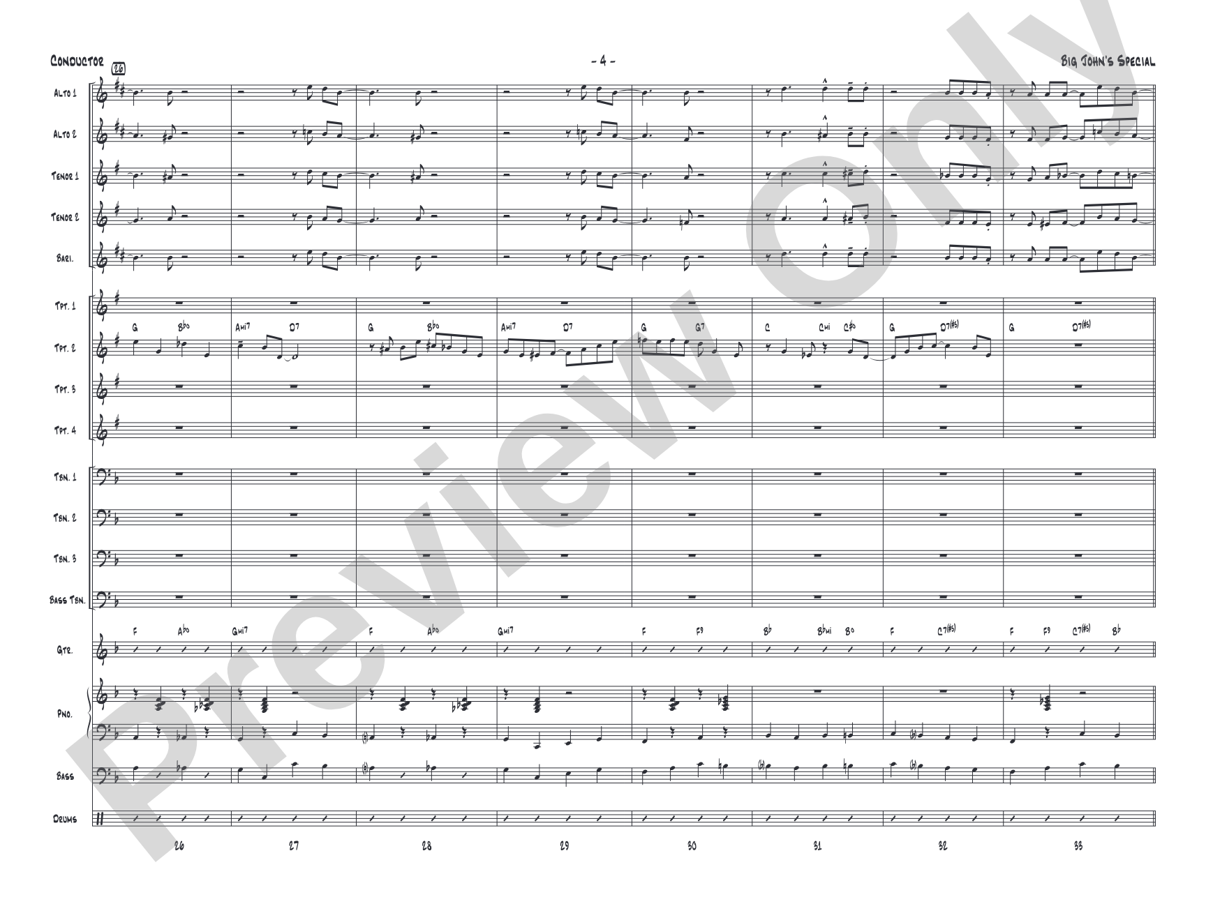 Big John's Special: Jazz Ensemble Conductor Score & Parts