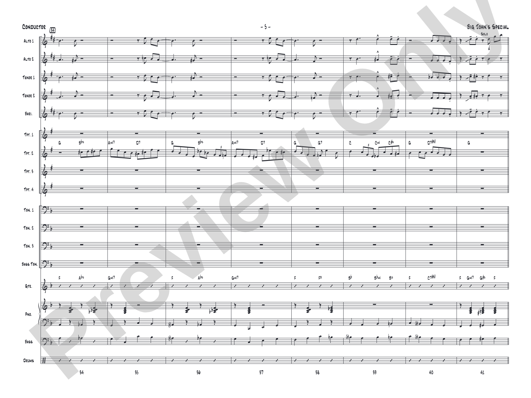 Big John's Special: Jazz Ensemble Conductor Score & Parts