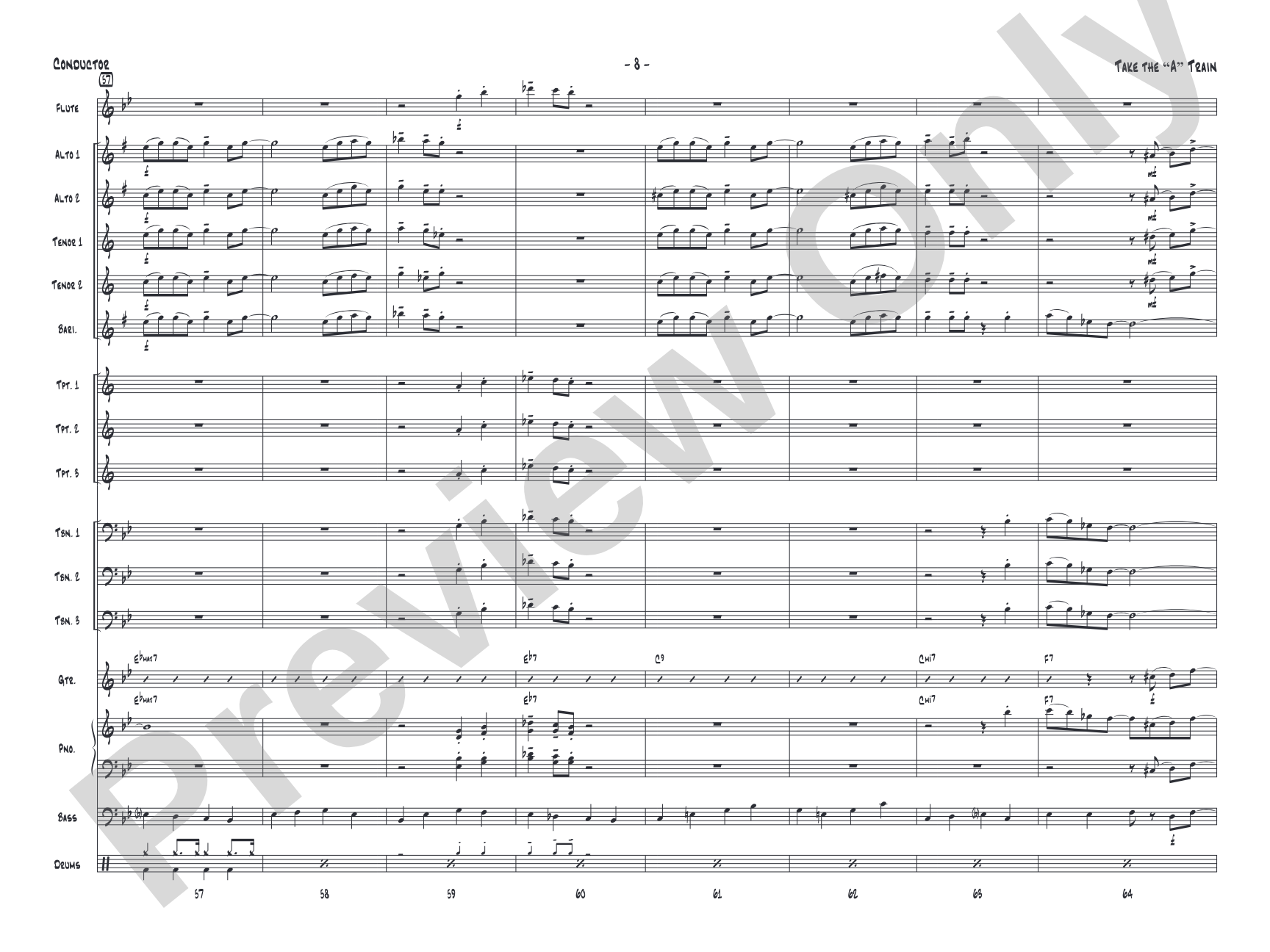 Take the "A" Train: Jazz Ensemble Conductor Score & Parts