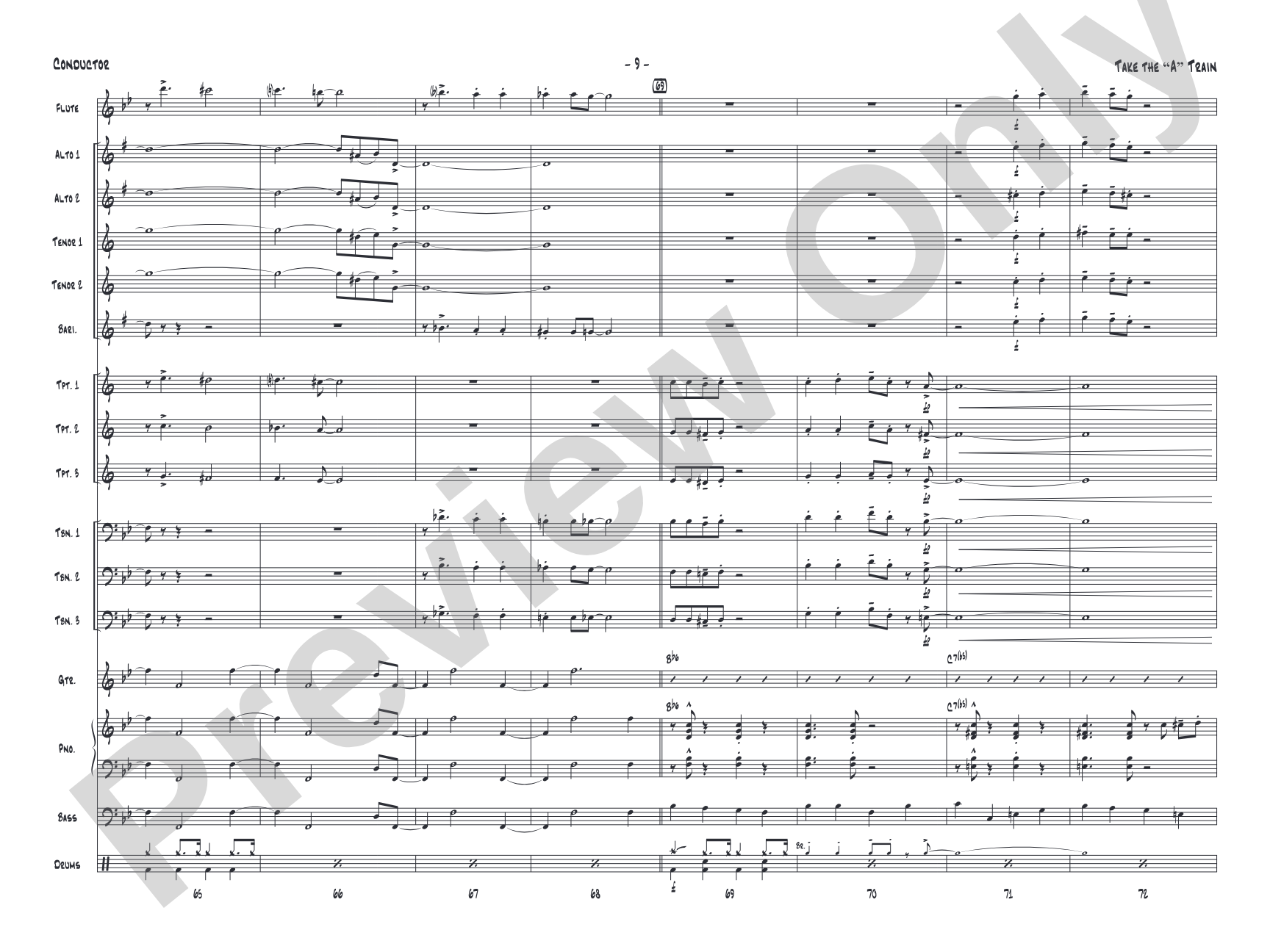 Take the "A" Train: Jazz Ensemble Conductor Score & Parts