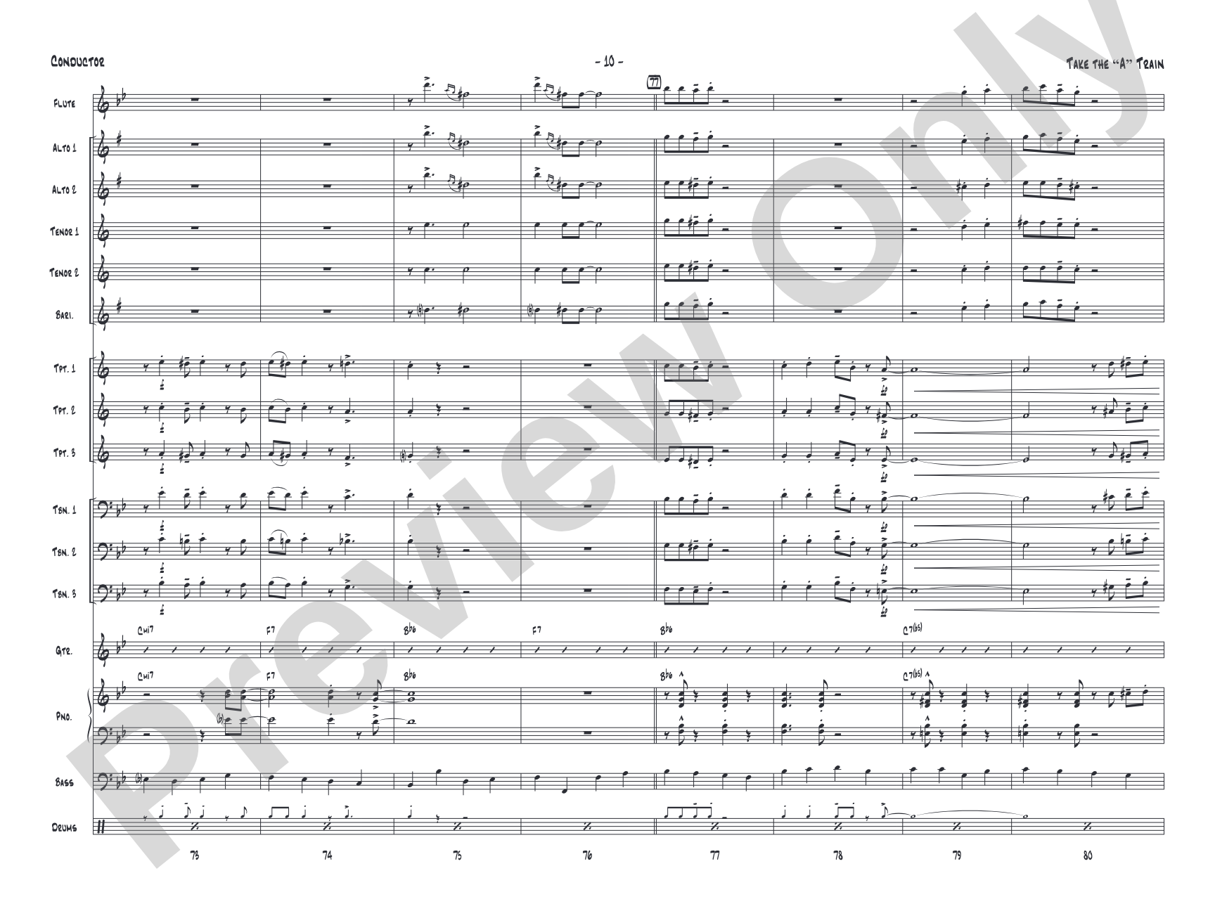 Take the "A" Train: Jazz Ensemble Conductor Score & Parts