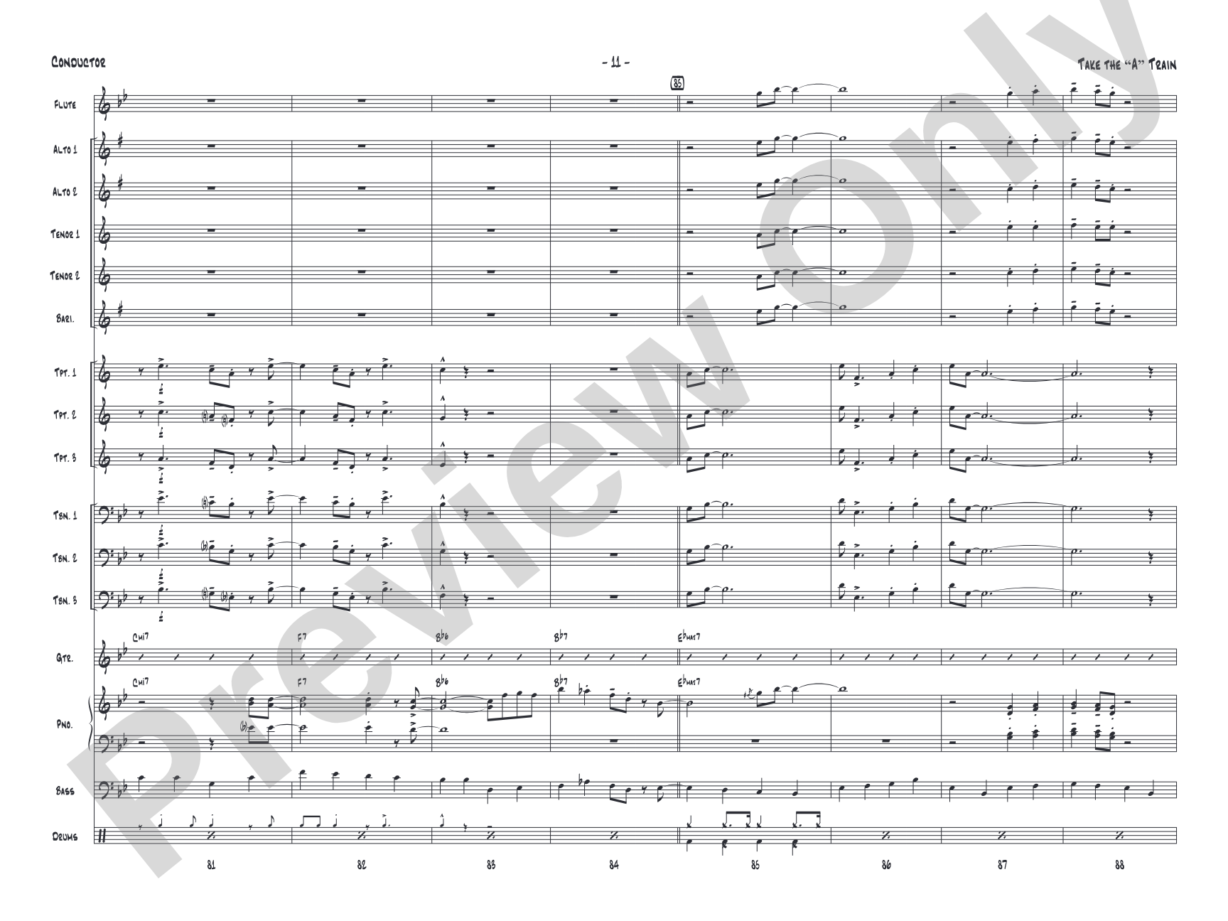 Take the "A" Train: Jazz Ensemble Conductor Score & Parts