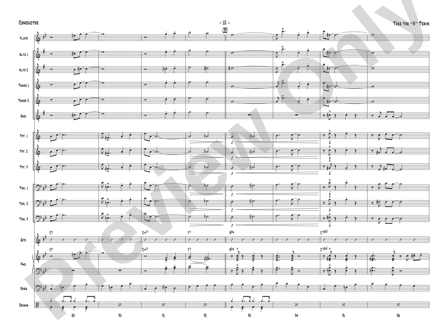 Take the "A" Train: Jazz Ensemble Conductor Score & Parts