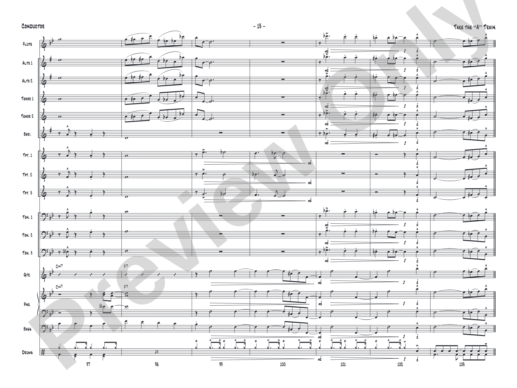 Take the "A" Train: Jazz Ensemble Conductor Score & Parts