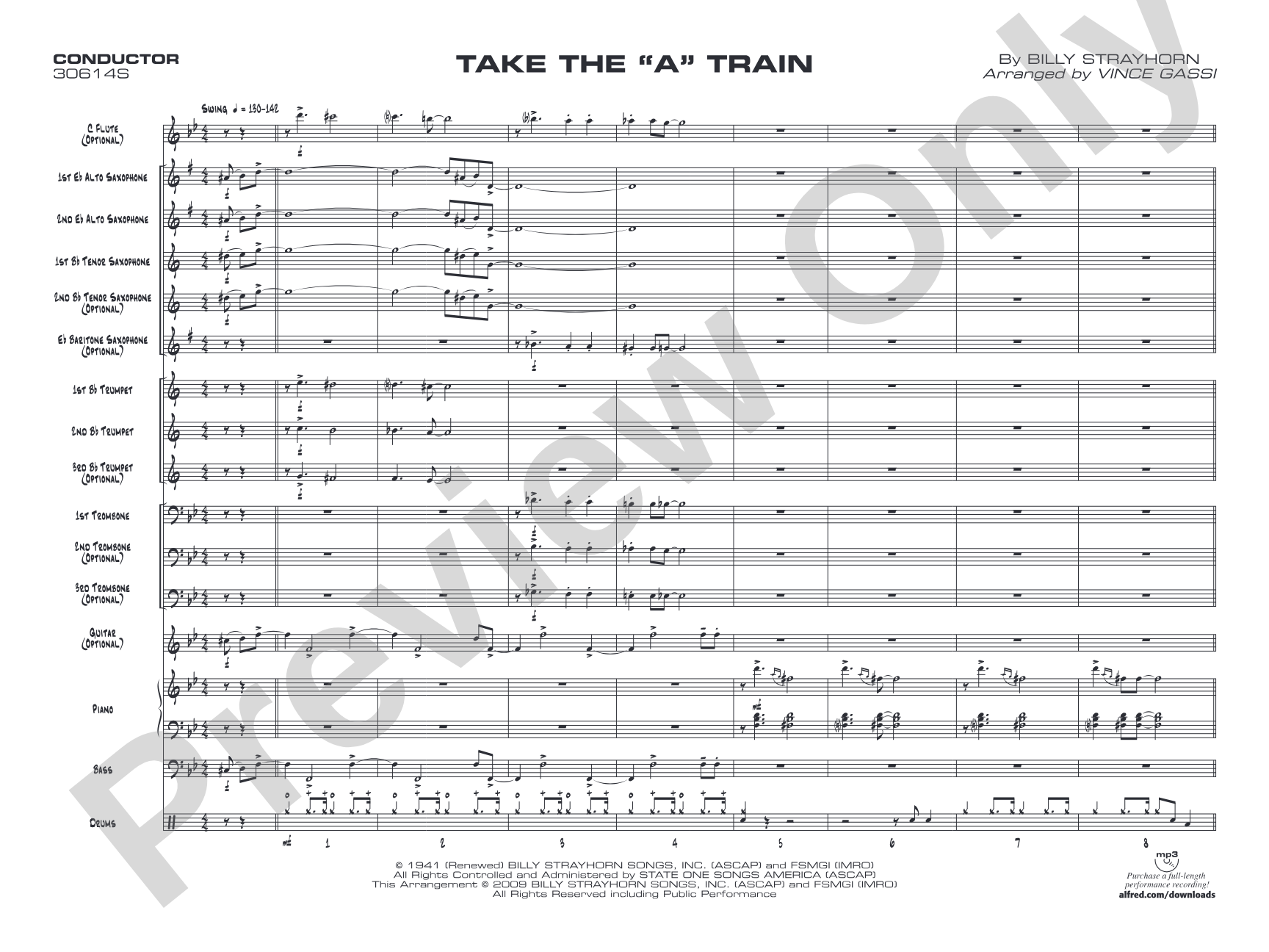 Take the "A" Train: Jazz Ensemble Conductor Score & Parts