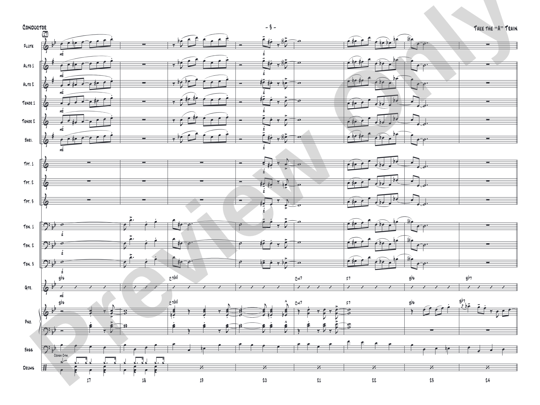 Take the "A" Train: Jazz Ensemble Conductor Score & Parts