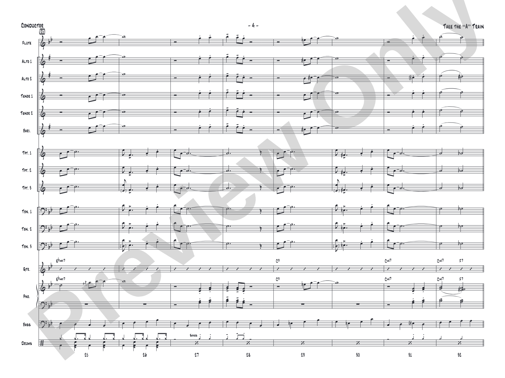 Take the "A" Train: Jazz Ensemble Conductor Score & Parts