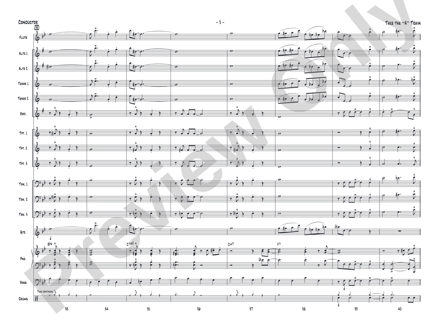 Take the "A" Train: Jazz Ensemble Conductor Score & Parts