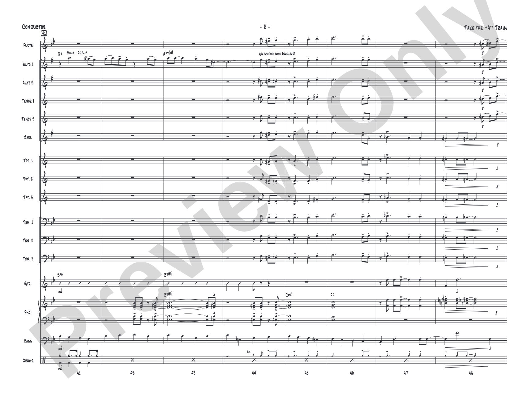 Take the "A" Train: Jazz Ensemble Conductor Score & Parts