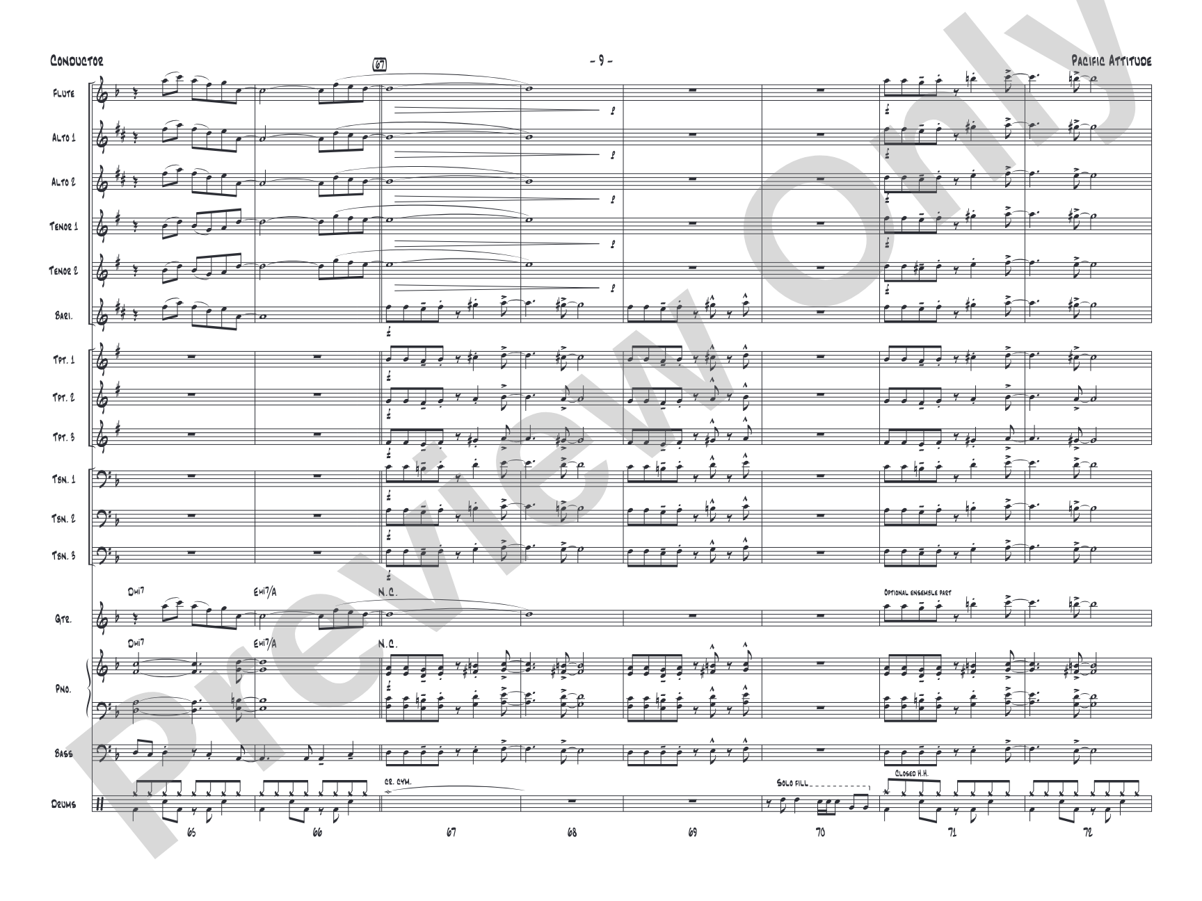 Pacific Attitude: Jazz Ensemble Conductor Score & Parts