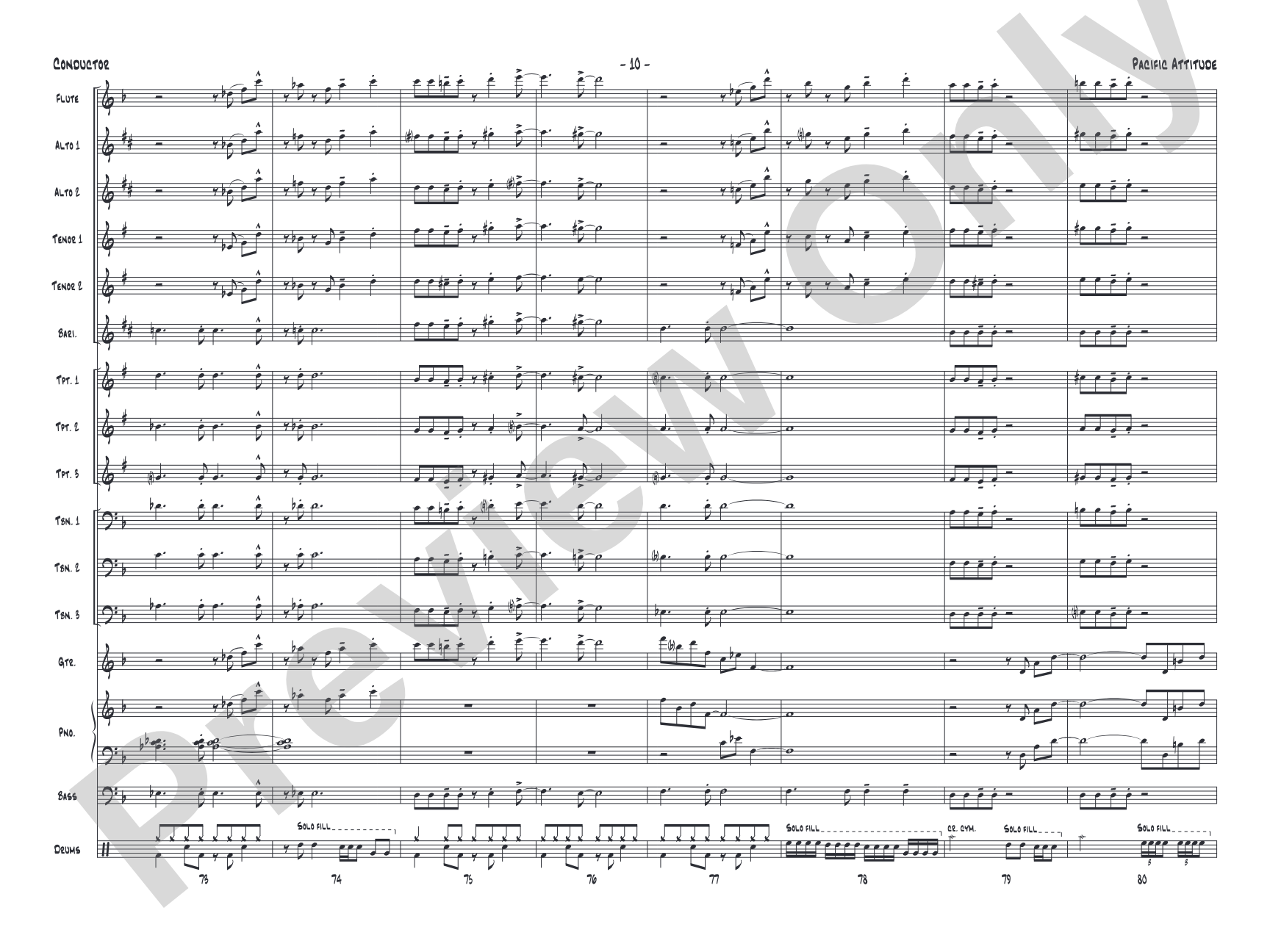 Pacific Attitude: Jazz Ensemble Conductor Score & Parts