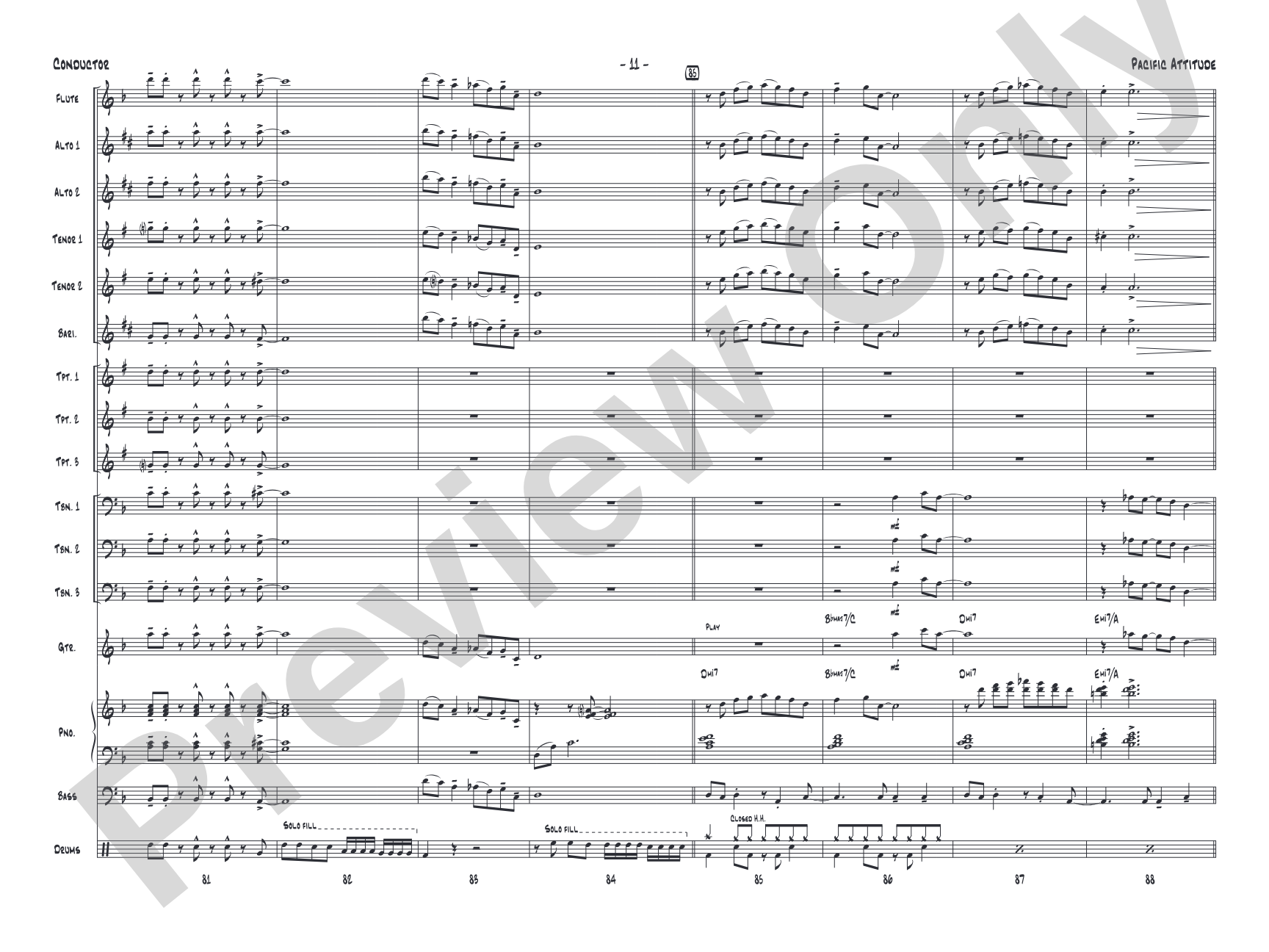 Pacific Attitude: Jazz Ensemble Conductor Score & Parts