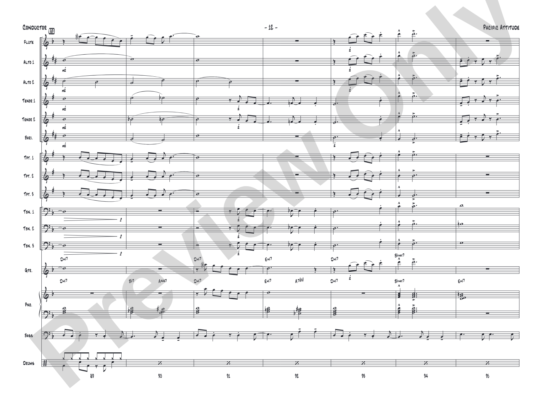 Pacific Attitude: Jazz Ensemble Conductor Score & Parts