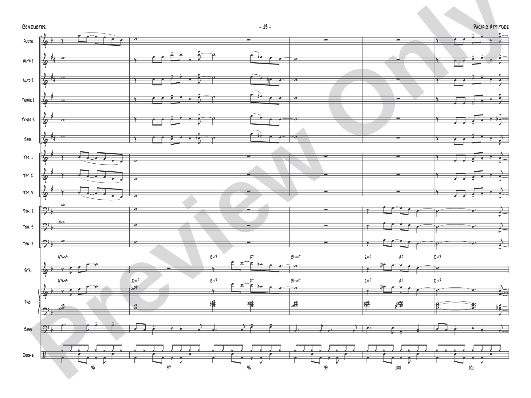 Pacific Attitude: Jazz Ensemble Conductor Score & Parts