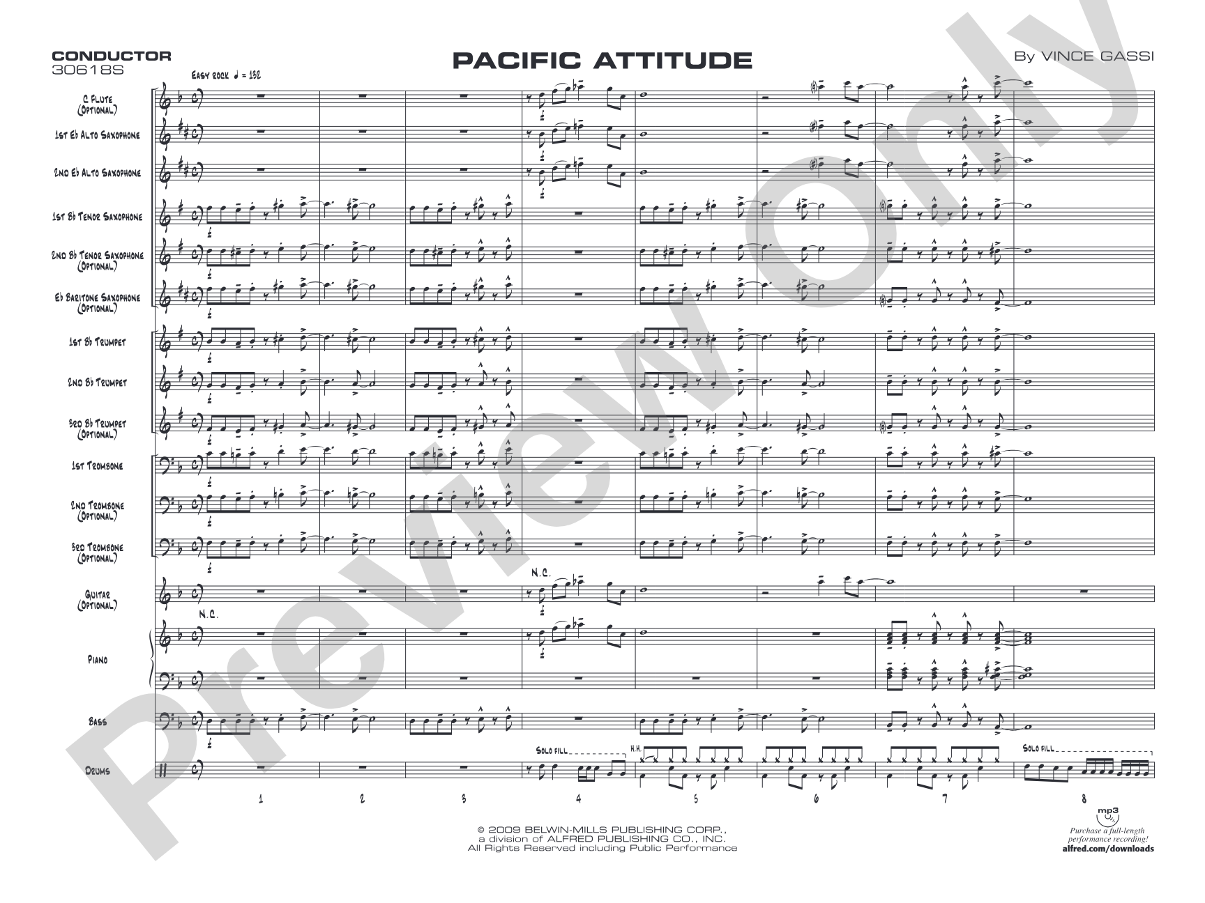 Pacific Attitude: Jazz Ensemble Conductor Score & Parts