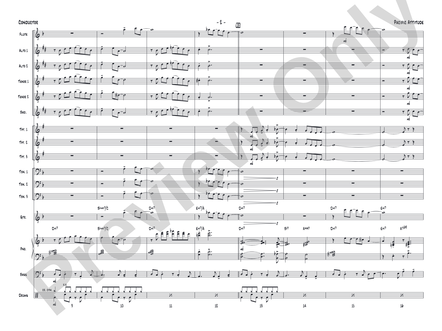 Pacific Attitude: Jazz Ensemble Conductor Score & Parts
