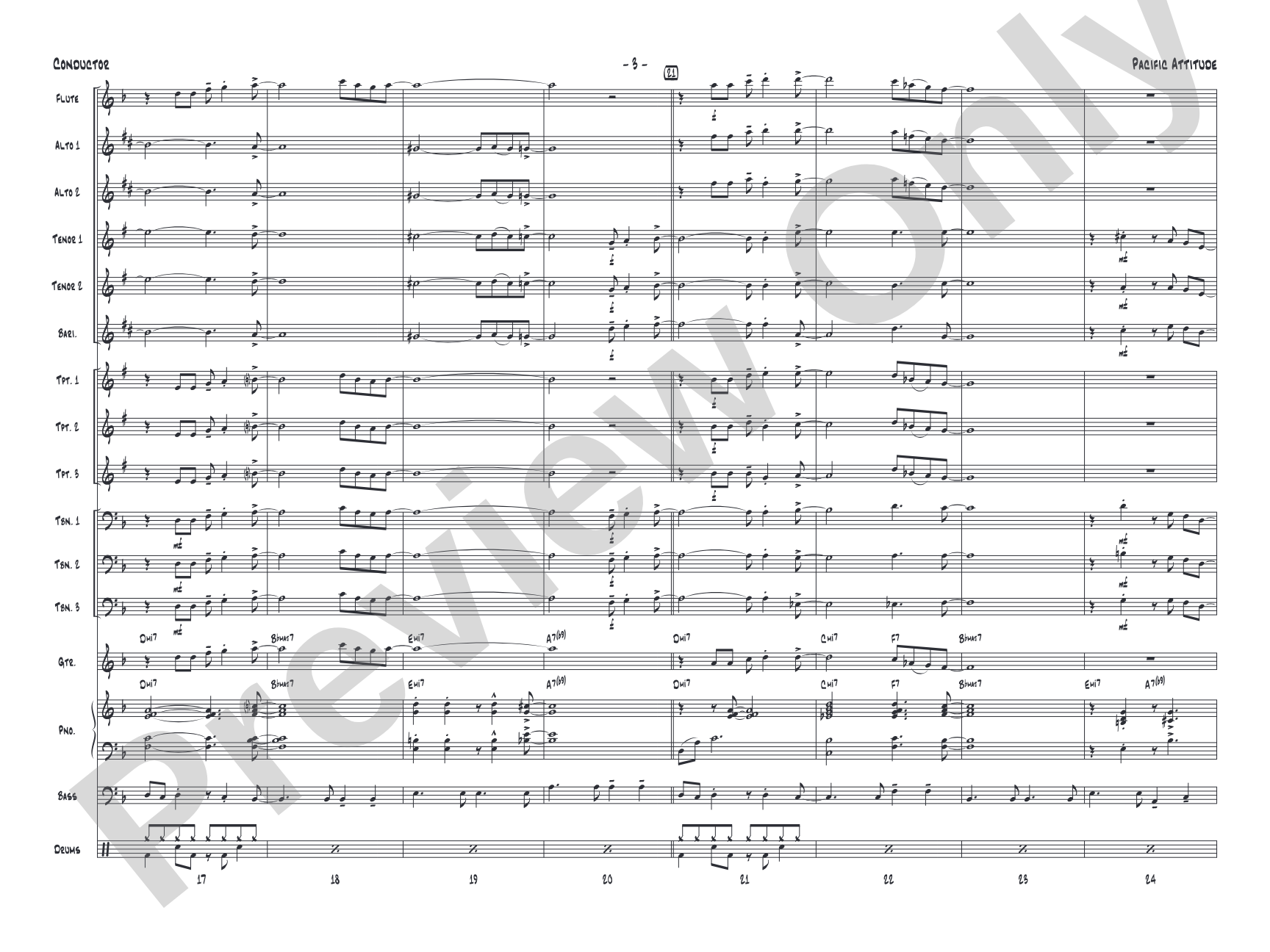 Pacific Attitude: Jazz Ensemble Conductor Score & Parts