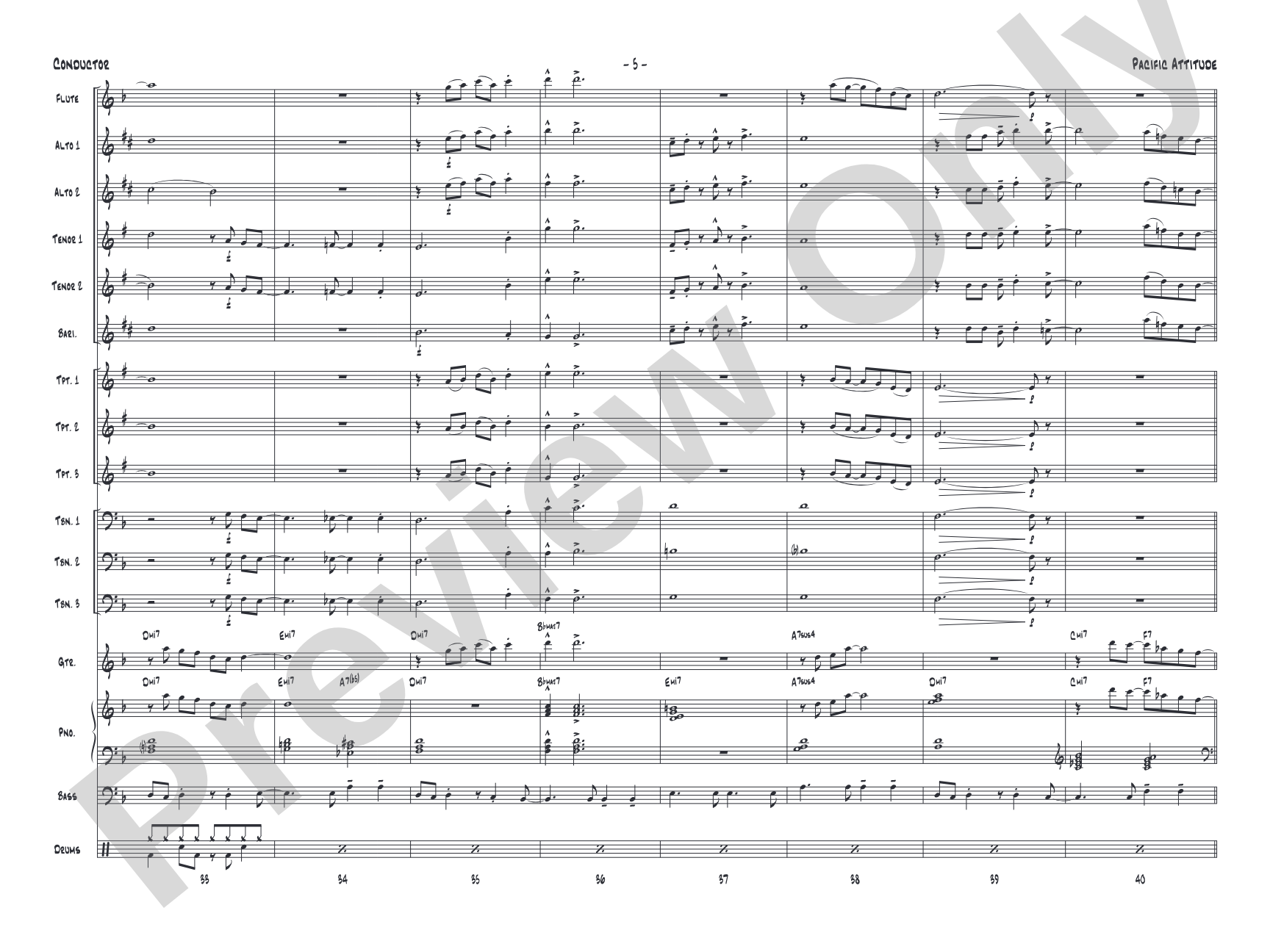 Pacific Attitude: Jazz Ensemble Conductor Score & Parts