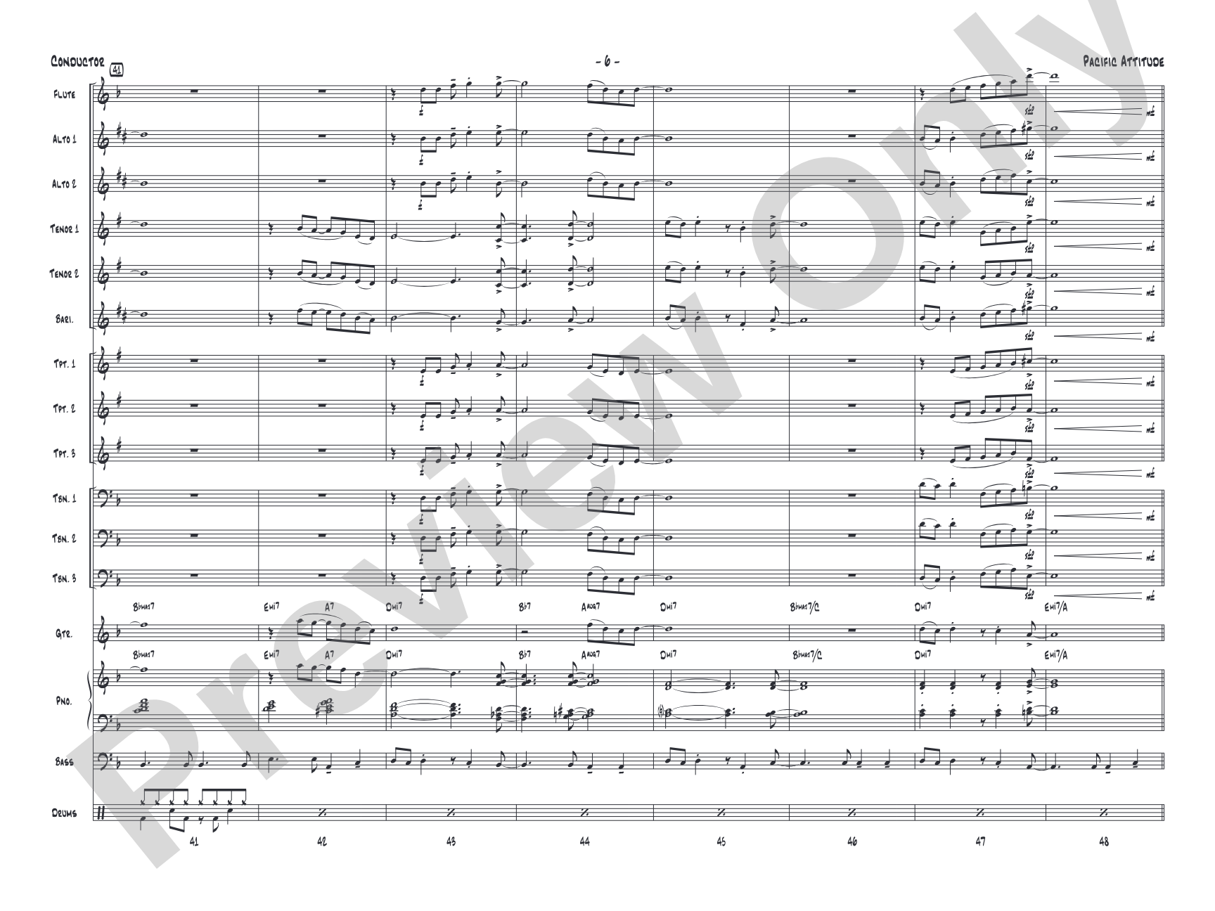 Pacific Attitude: Jazz Ensemble Conductor Score & Parts