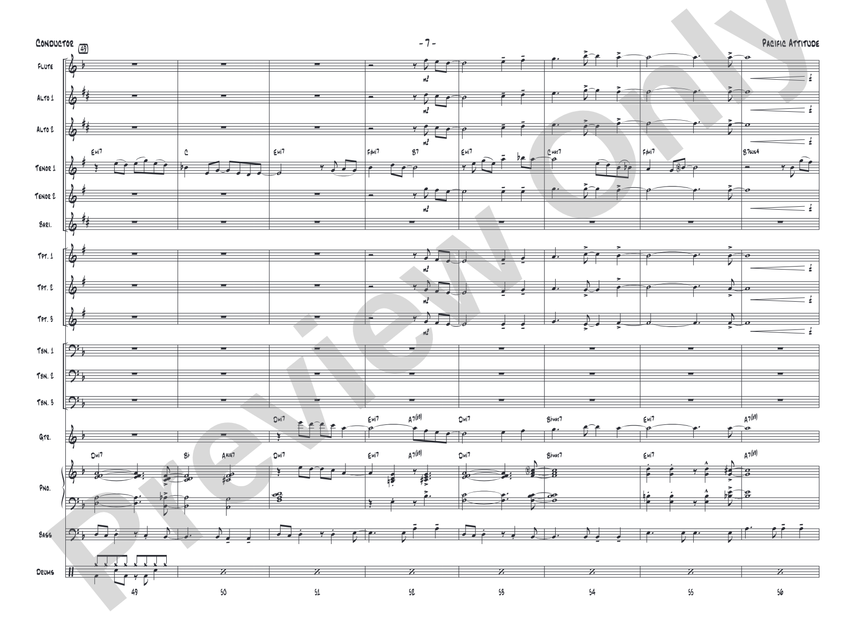 Pacific Attitude: Jazz Ensemble Conductor Score & Parts