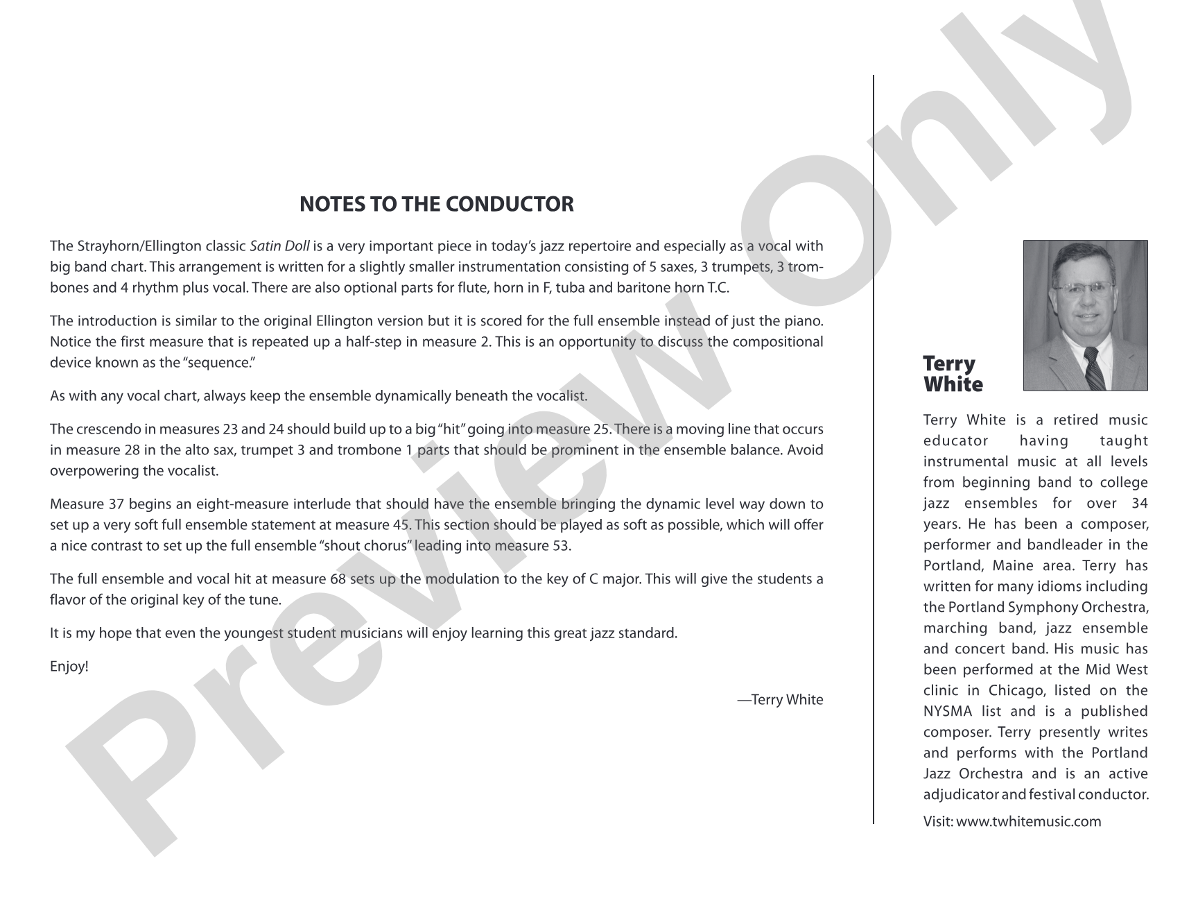 Satin Doll: Jazz Ensemble Conductor Score & Parts