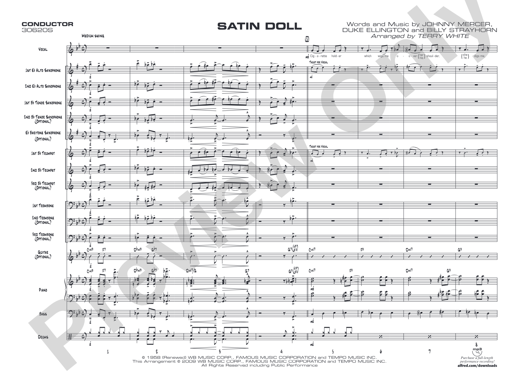 Satin Doll: Jazz Ensemble Conductor Score & Parts